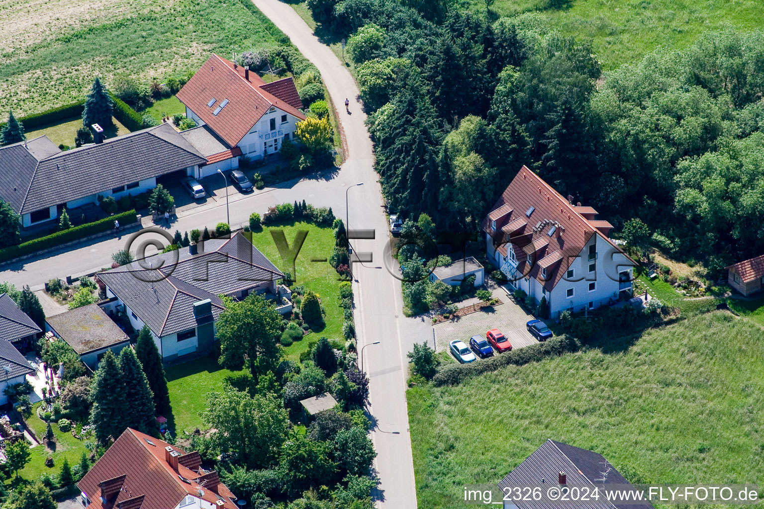 Erlenbach bei Kandel in the state Rhineland-Palatinate, Germany seen from above