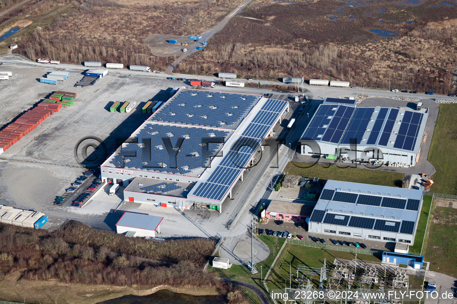 Aerial photograpy of Building and production halls on the premises of Europack GmbH in the district Industriegebiet Woerth-Oberwald in Woerth am Rhein in the state Rhineland-Palatinate