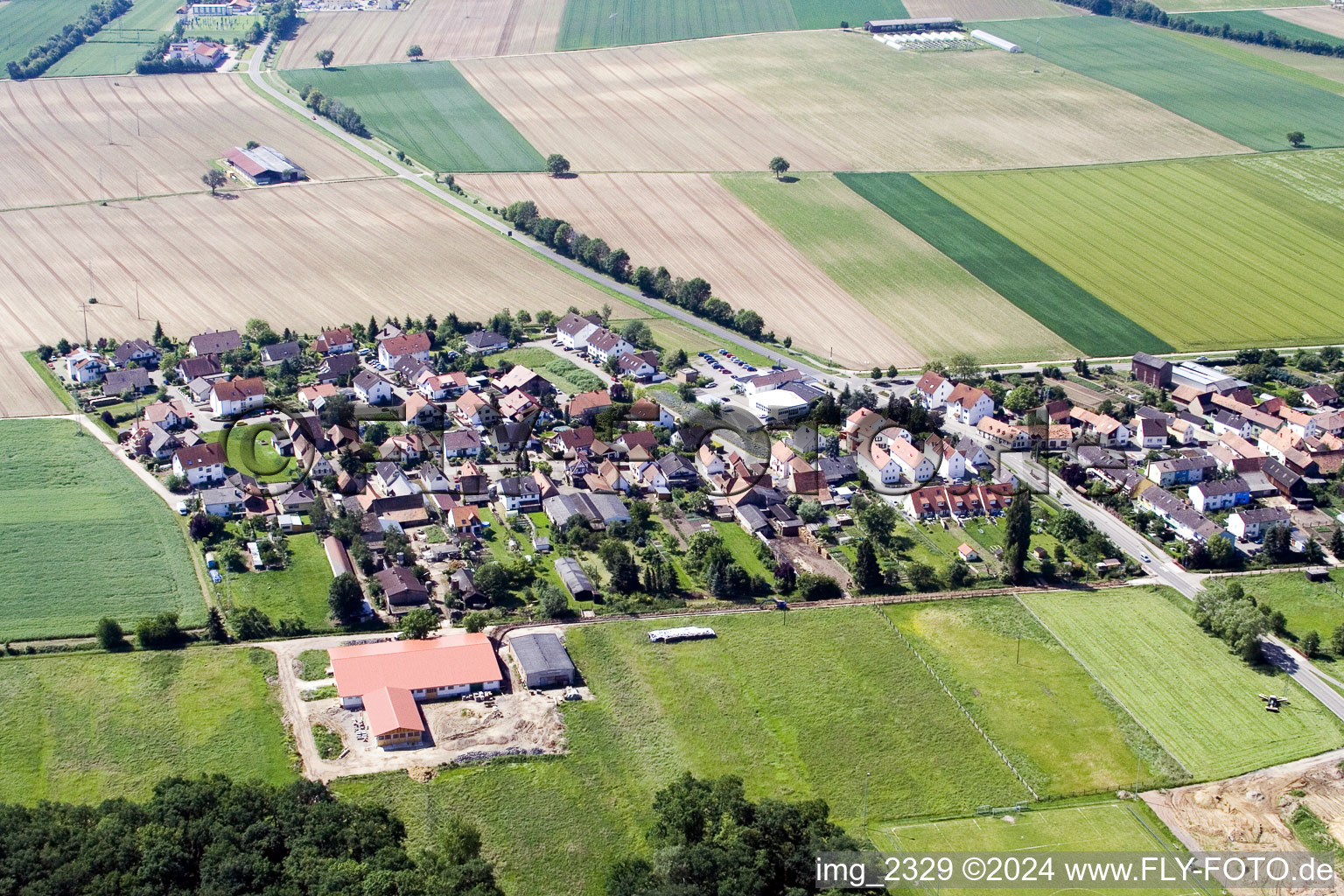 District Minderslachen in Kandel in the state Rhineland-Palatinate, Germany from the drone perspective