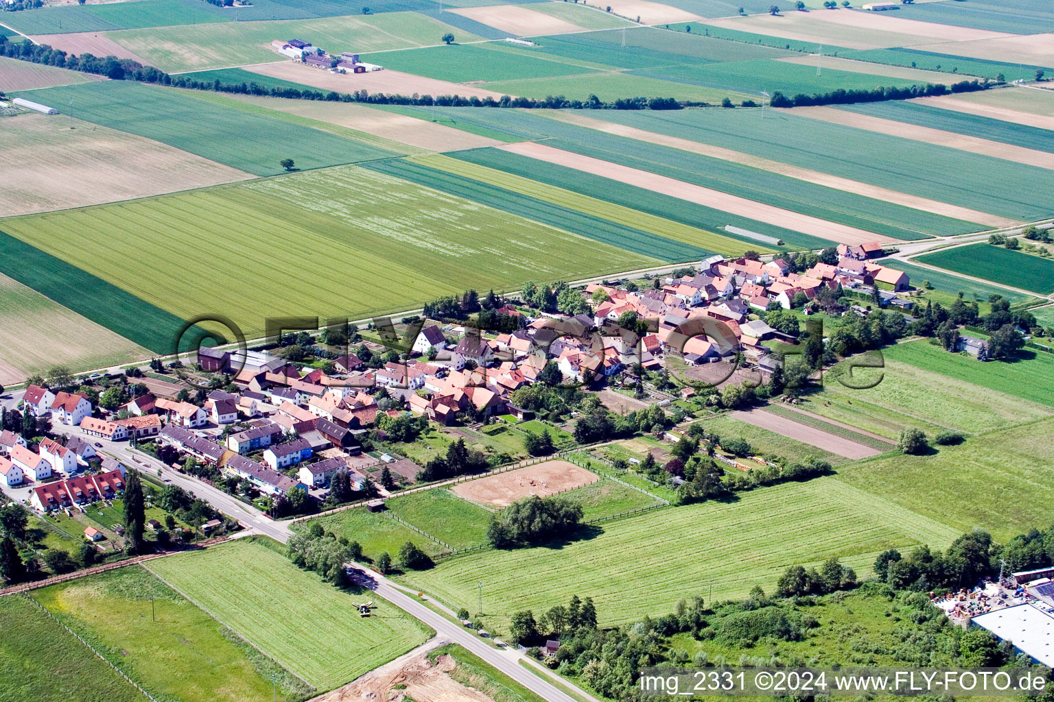 District Minderslachen in Kandel in the state Rhineland-Palatinate, Germany from a drone