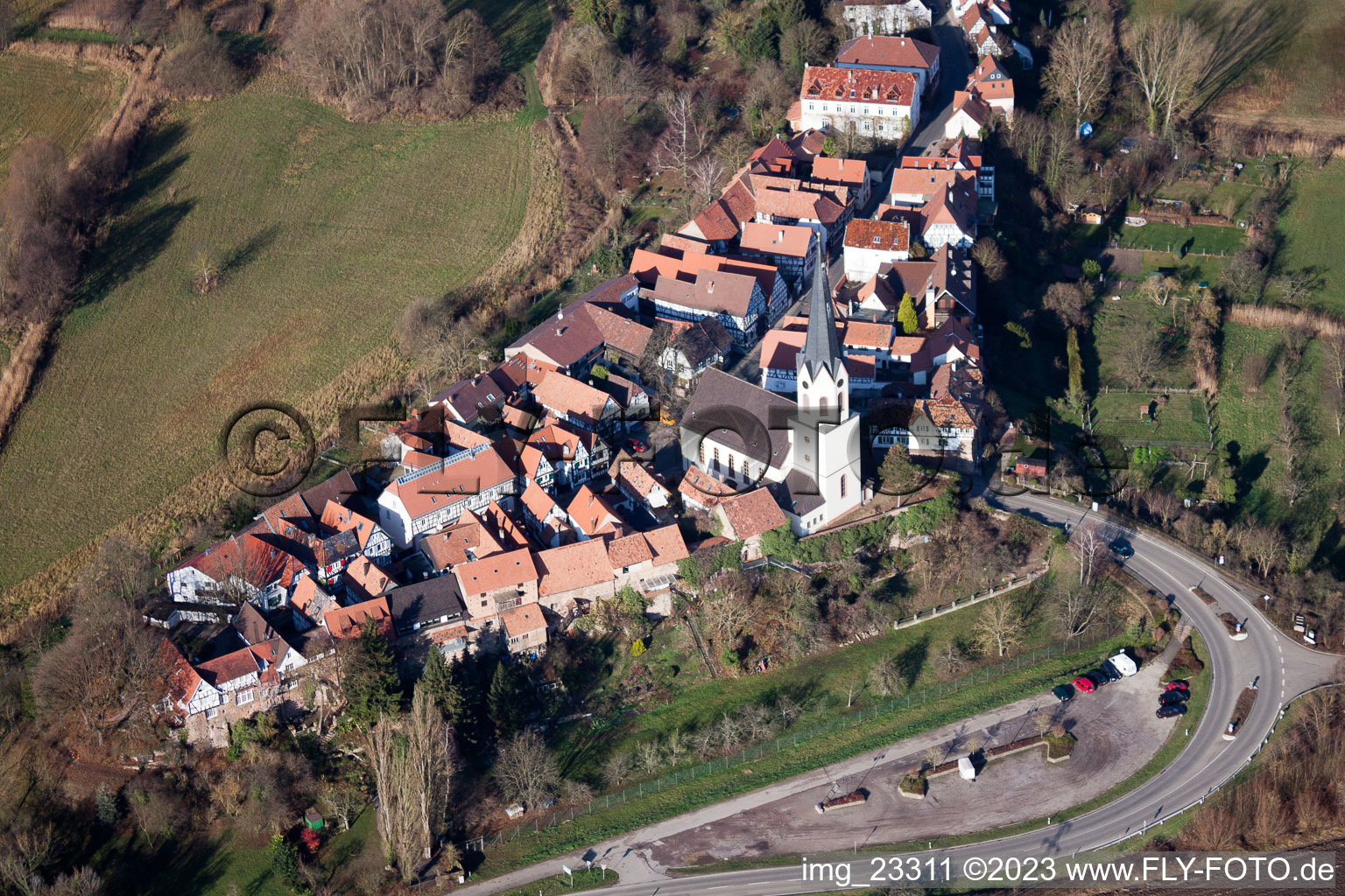 Jockgrim in the state Rhineland-Palatinate, Germany from a drone