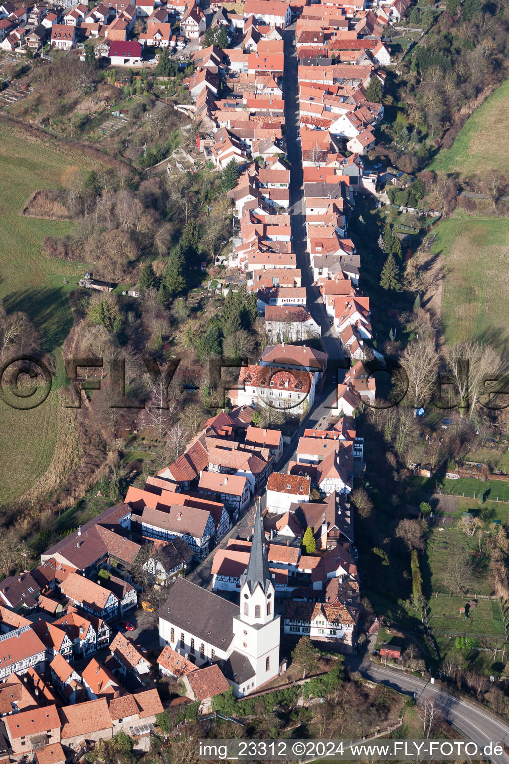 Old Town area and city center Hinterstaedtl Ludwigstrasse in Jockgrim in the state Rhineland-Palatinate