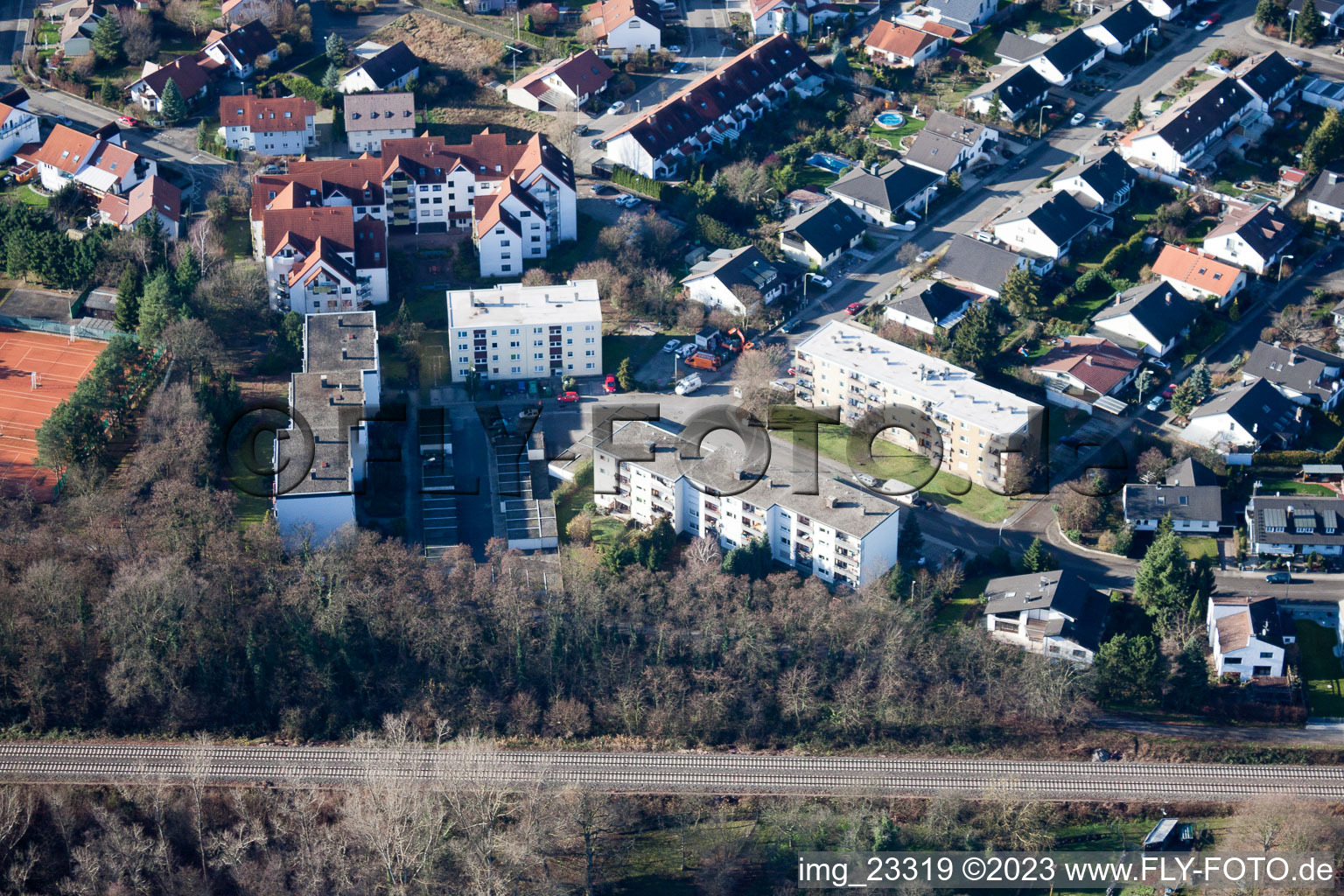 Jockgrim in the state Rhineland-Palatinate, Germany from above