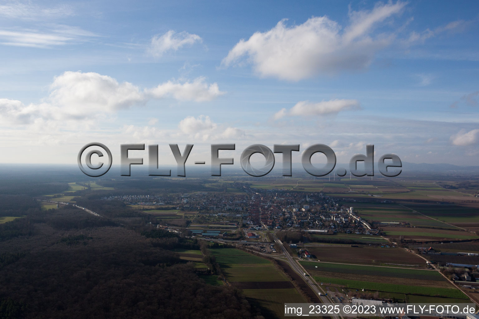 Aerial view of From the east in Kandel in the state Rhineland-Palatinate, Germany