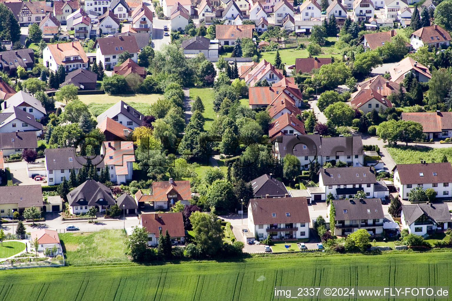 Aerial view of Guttenbergstr in Kandel in the state Rhineland-Palatinate, Germany