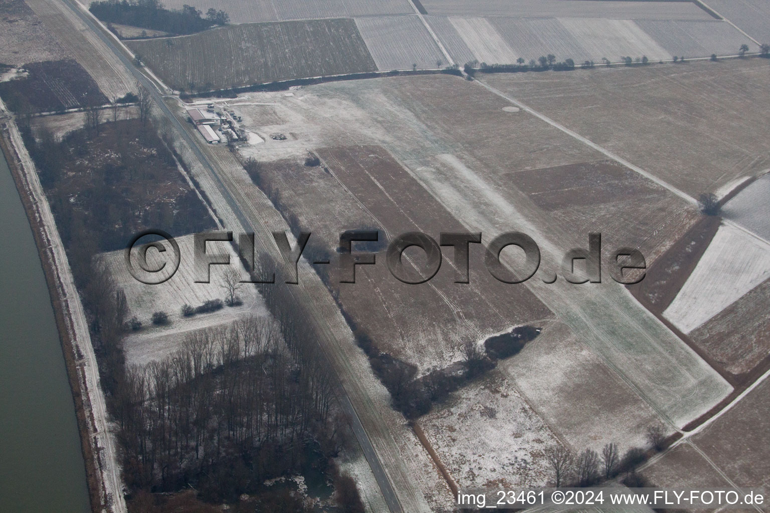 Aerial view of Herrenteich Airfield in Ketsch in the state Baden-Wuerttemberg, Germany