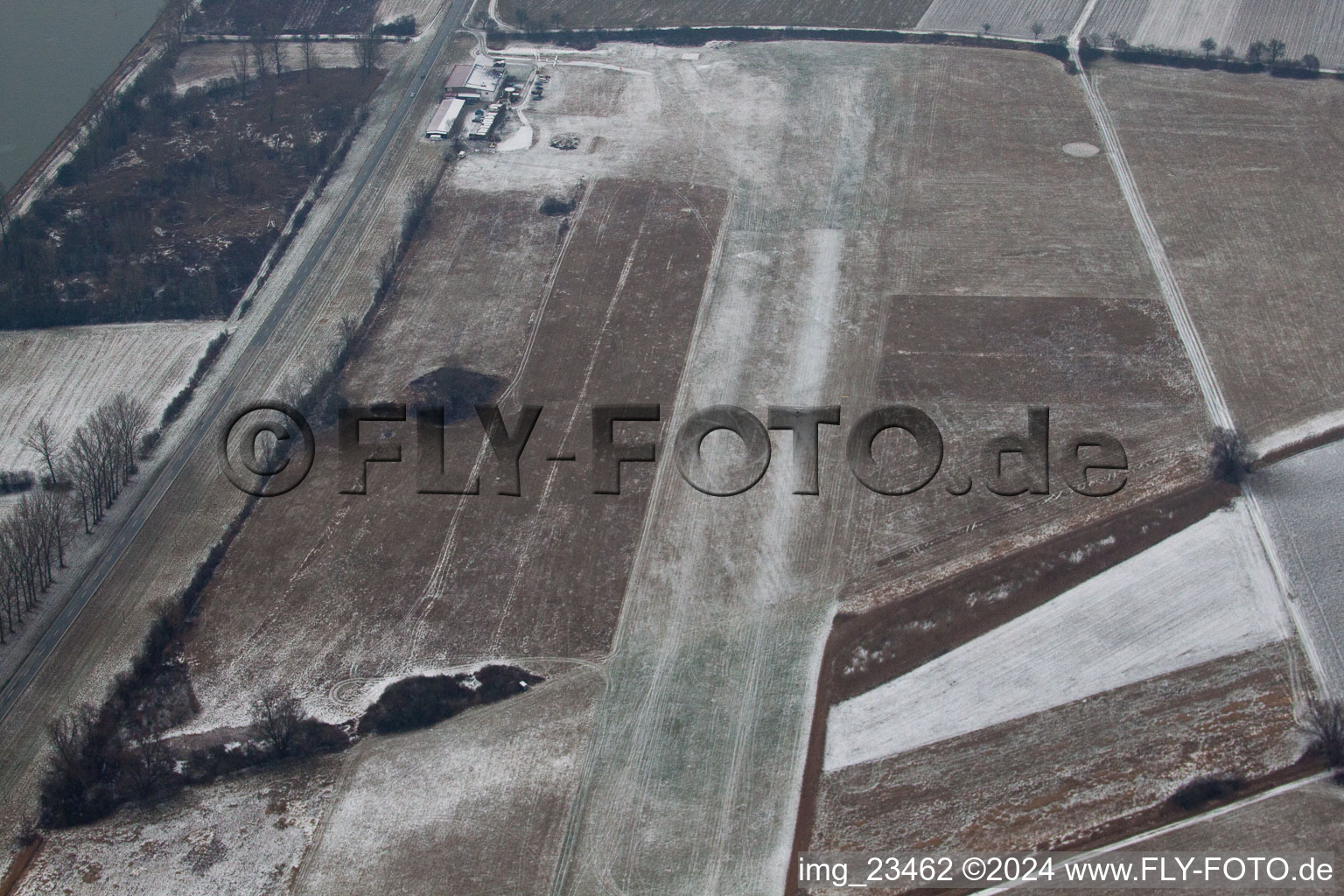 Aerial photograpy of Herrenteich Airfield in Ketsch in the state Baden-Wuerttemberg, Germany