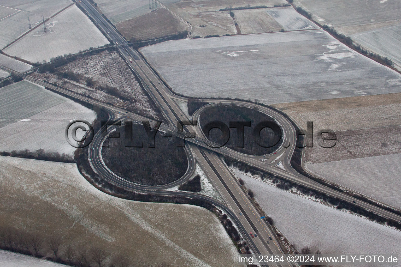 Motorway exit in Hockenheim in the state Baden-Wuerttemberg, Germany