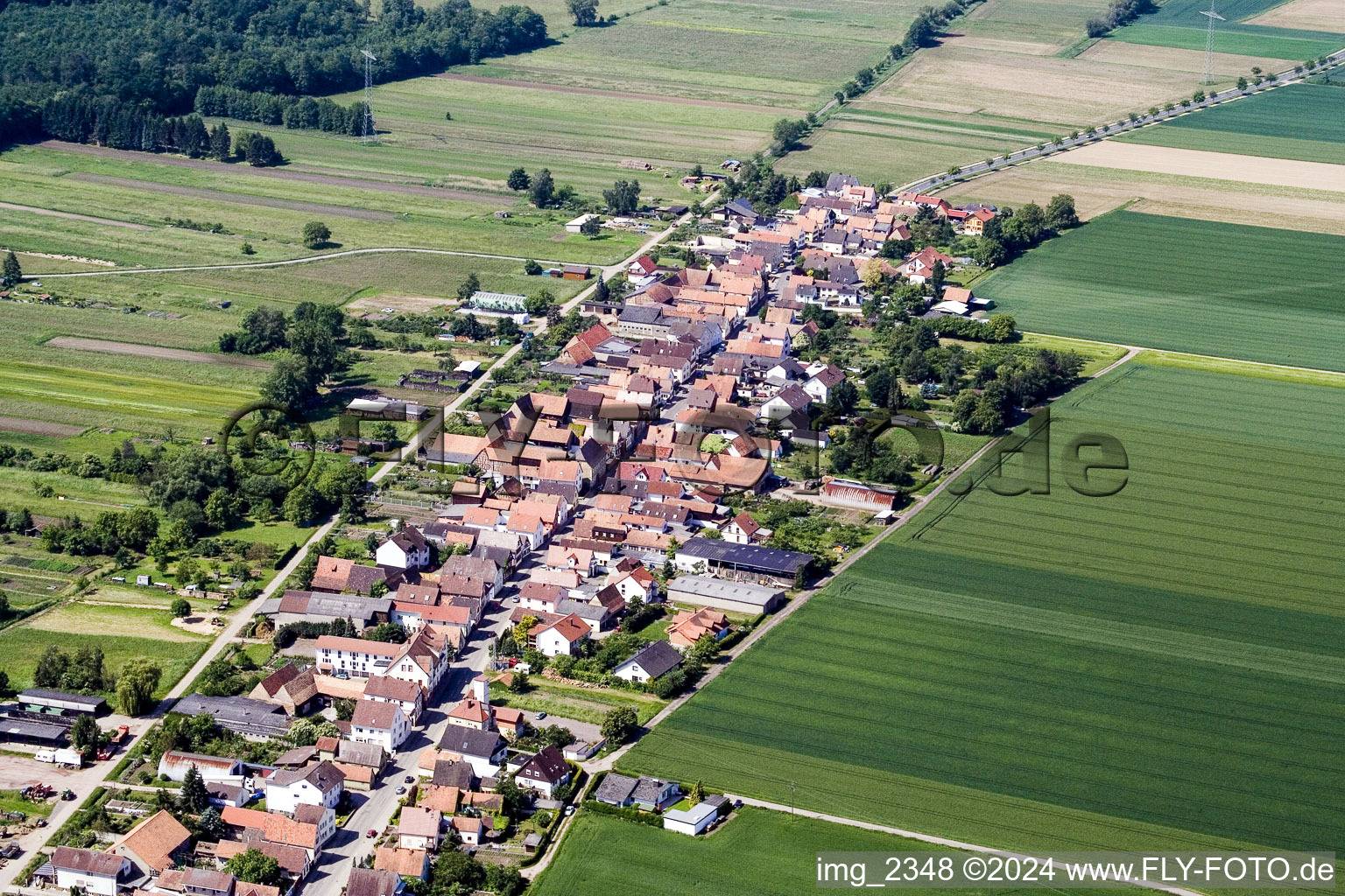 Saarstr in Kandel in the state Rhineland-Palatinate, Germany from the drone perspective