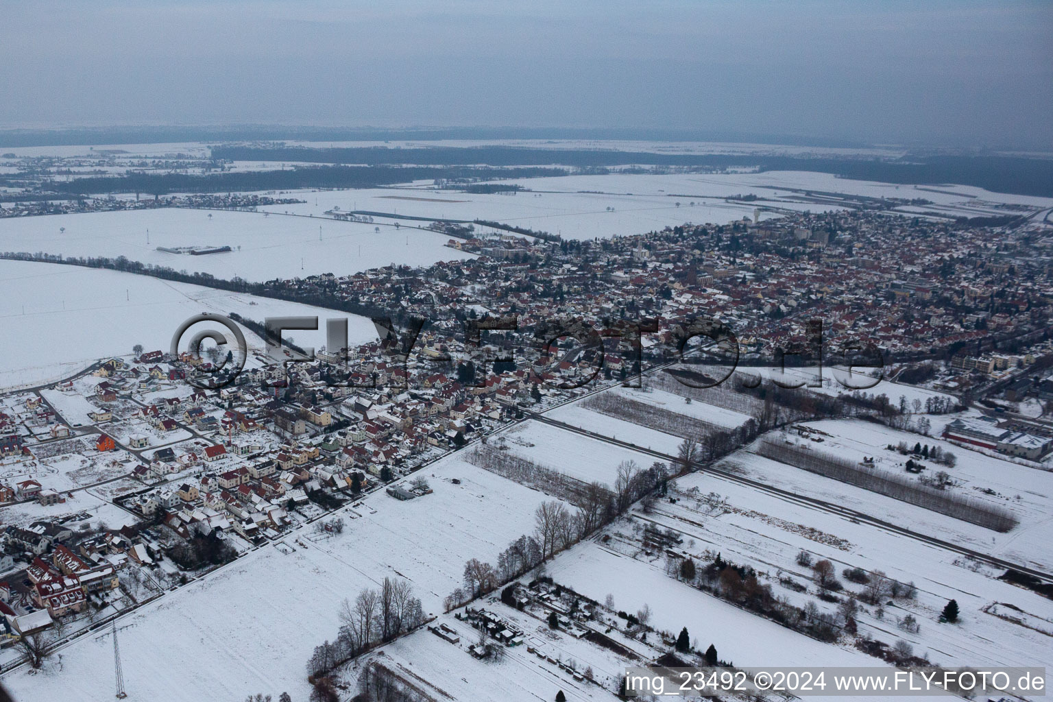 Saarstr in Kandel in the state Rhineland-Palatinate, Germany from a drone