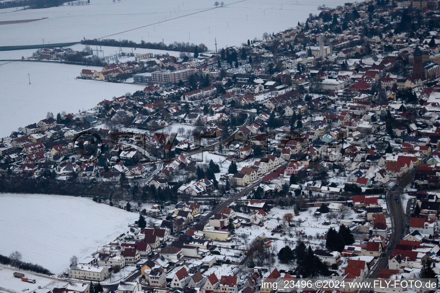 Aerial view of From the southwest in Kandel in the state Rhineland-Palatinate, Germany