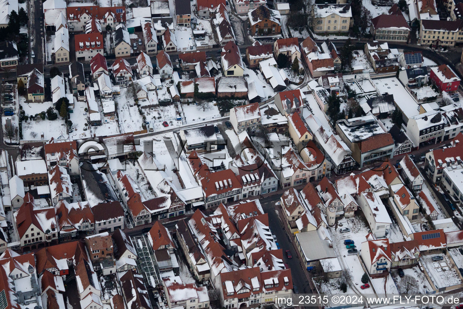 Main Street in Kandel in the state Rhineland-Palatinate, Germany seen from above