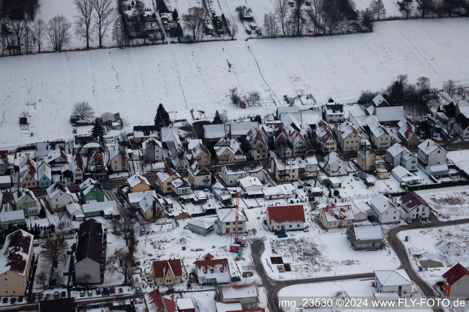 Saarstr in Kandel in the state Rhineland-Palatinate, Germany from above