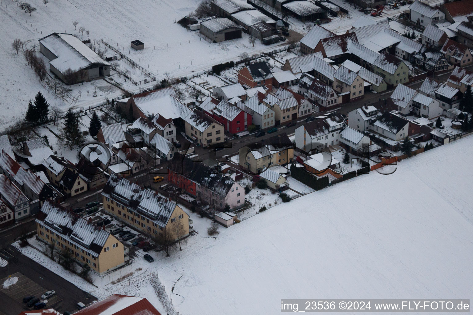 Saarstr in Kandel in the state Rhineland-Palatinate, Germany seen from above