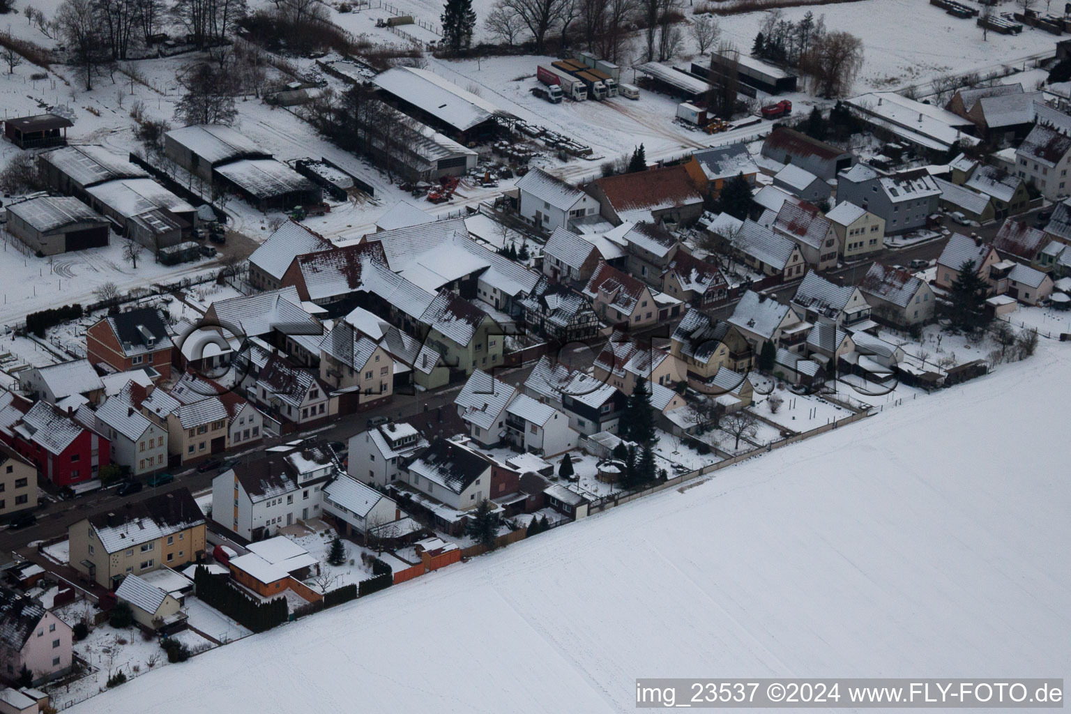 Saarstr in Kandel in the state Rhineland-Palatinate, Germany from the plane