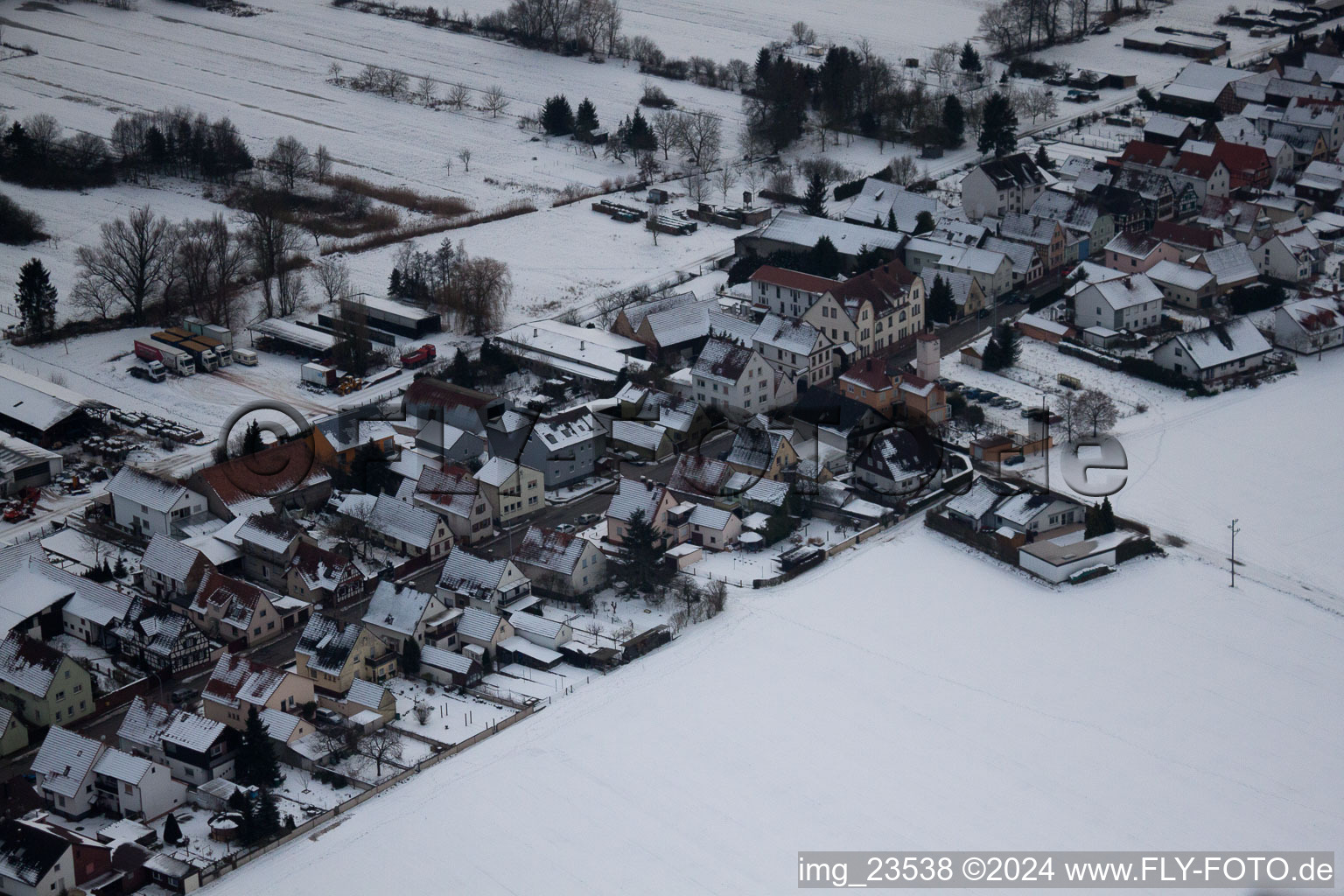 Bird's eye view of Saarstr in Kandel in the state Rhineland-Palatinate, Germany