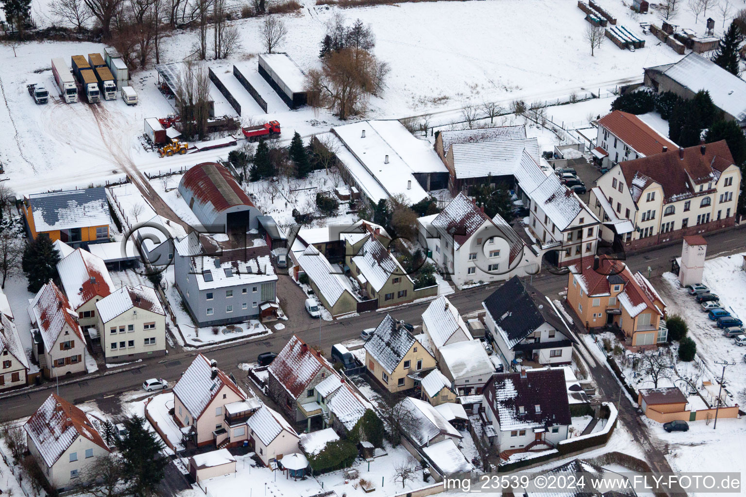 Saarstr in Kandel in the state Rhineland-Palatinate, Germany viewn from the air