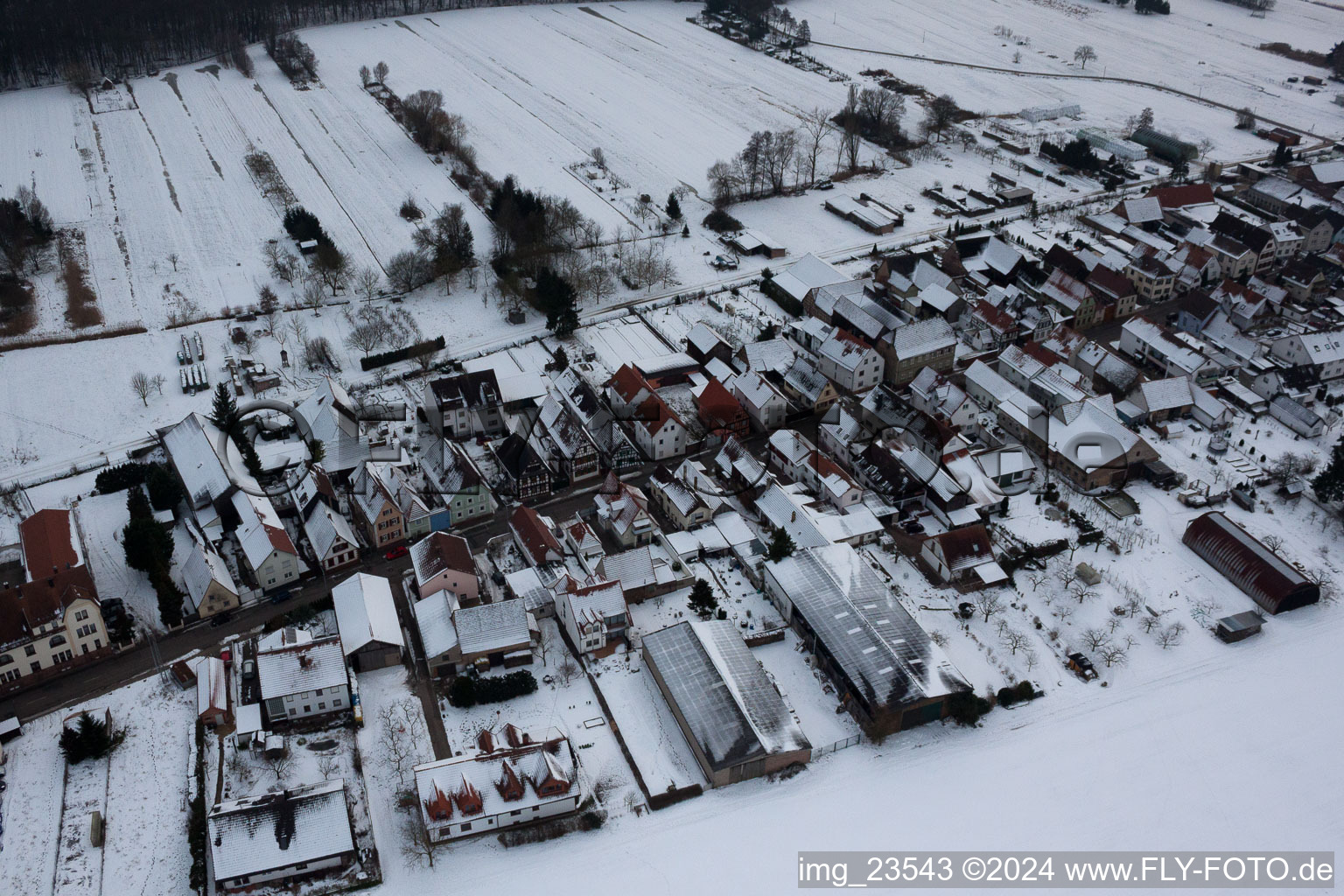 Saarstr in Kandel in the state Rhineland-Palatinate, Germany from a drone