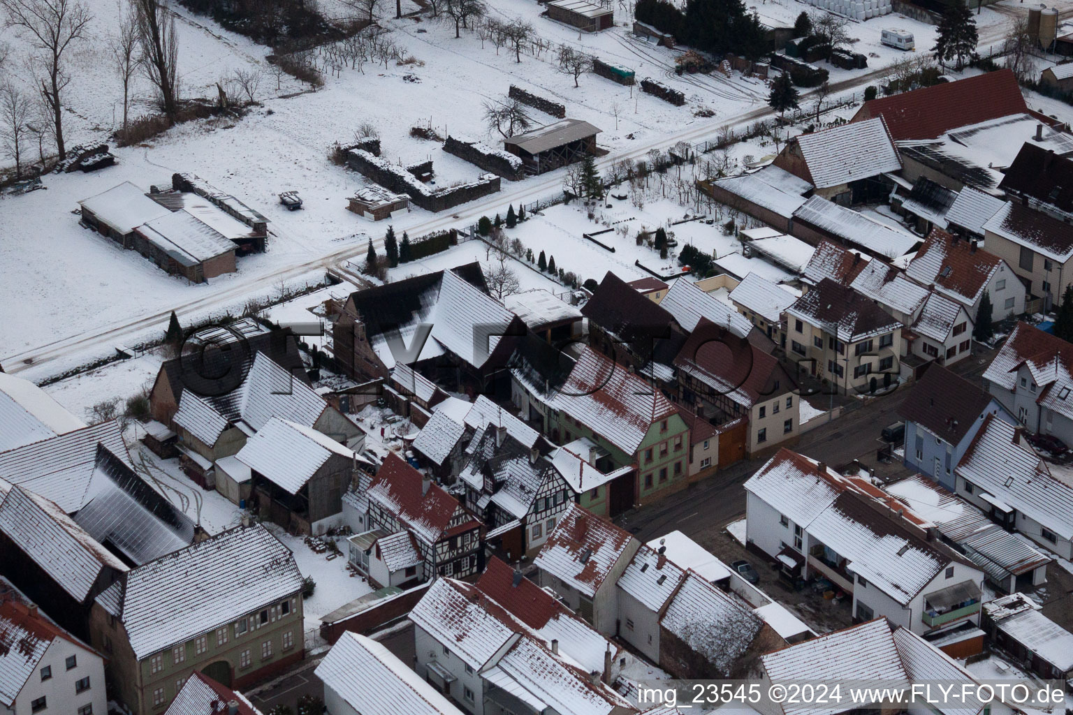 Aerial view of Saarstr in Kandel in the state Rhineland-Palatinate, Germany