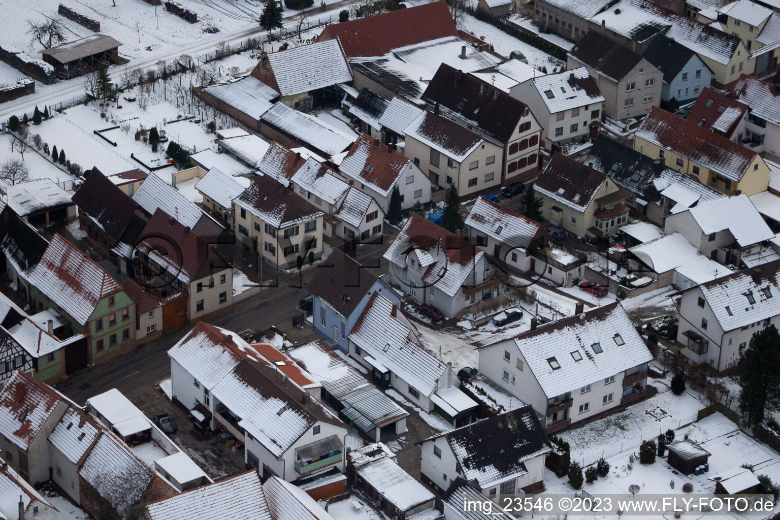 Aerial photograpy of Saarstr in Kandel in the state Rhineland-Palatinate, Germany