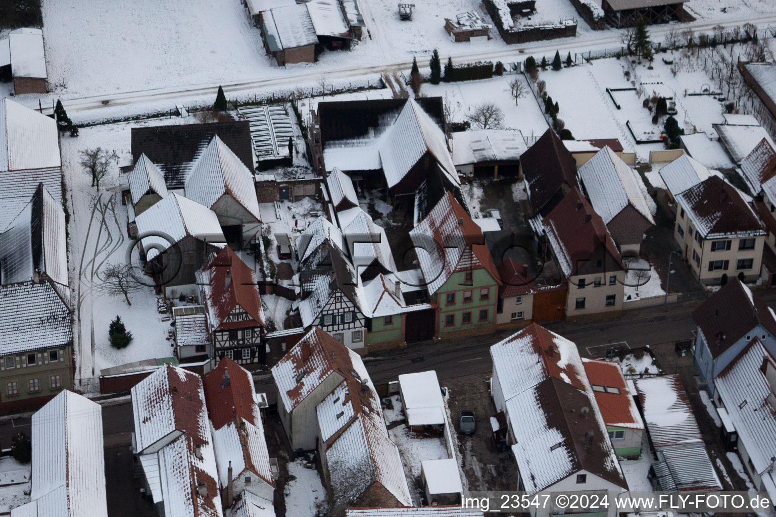 Oblique view of Saarstr in Kandel in the state Rhineland-Palatinate, Germany