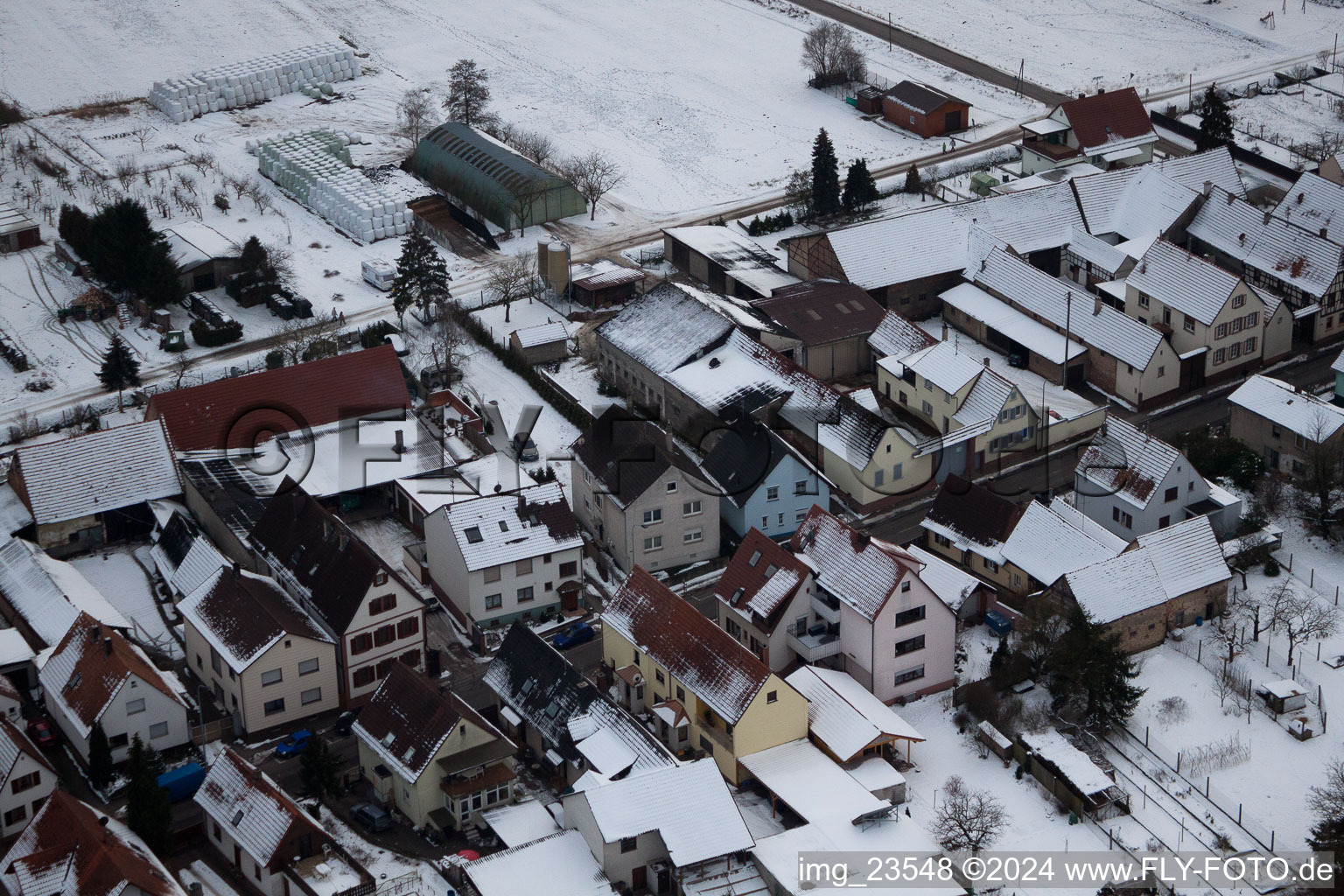 Saarstr in Kandel in the state Rhineland-Palatinate, Germany from above