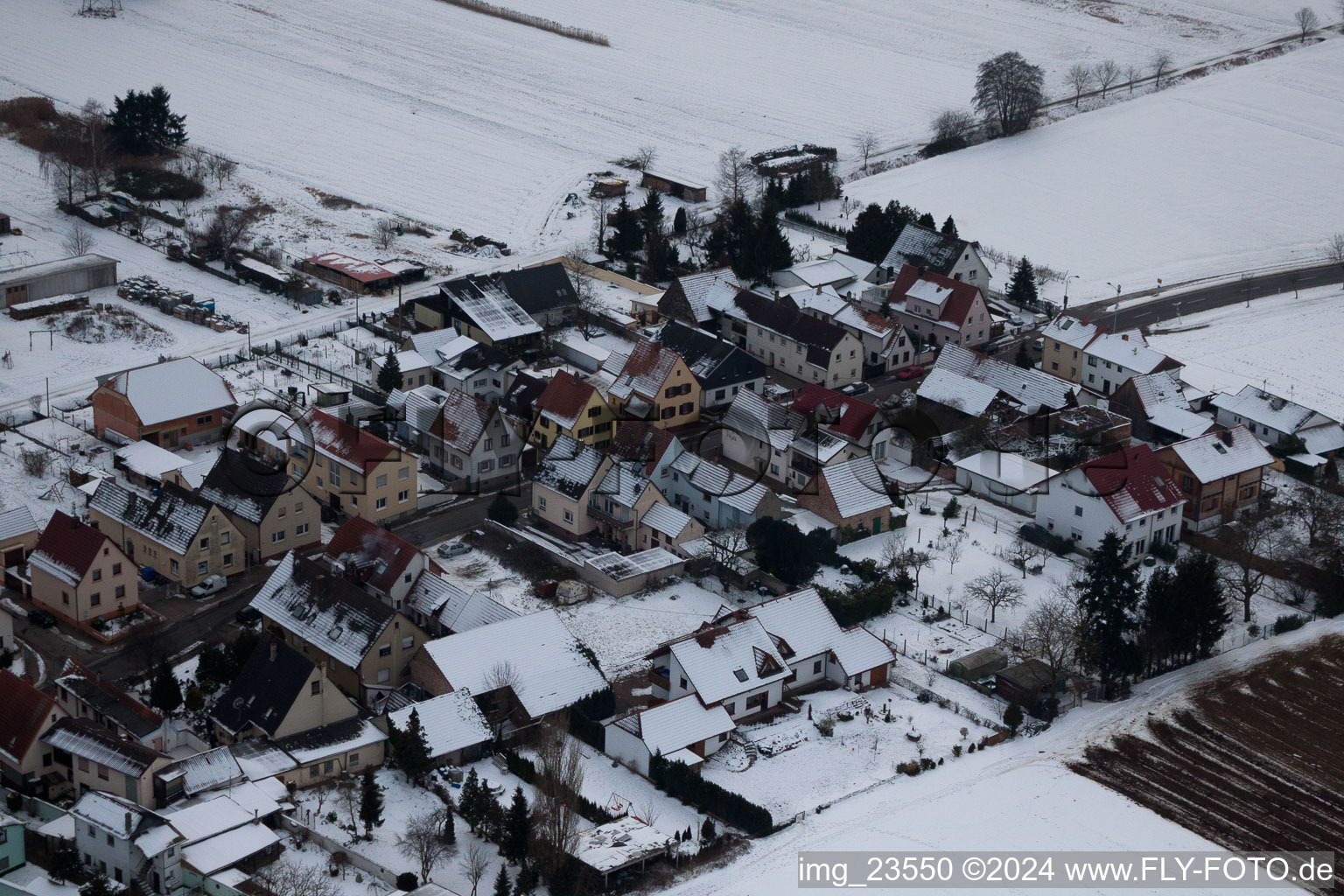 Saarstr in Kandel in the state Rhineland-Palatinate, Germany seen from above