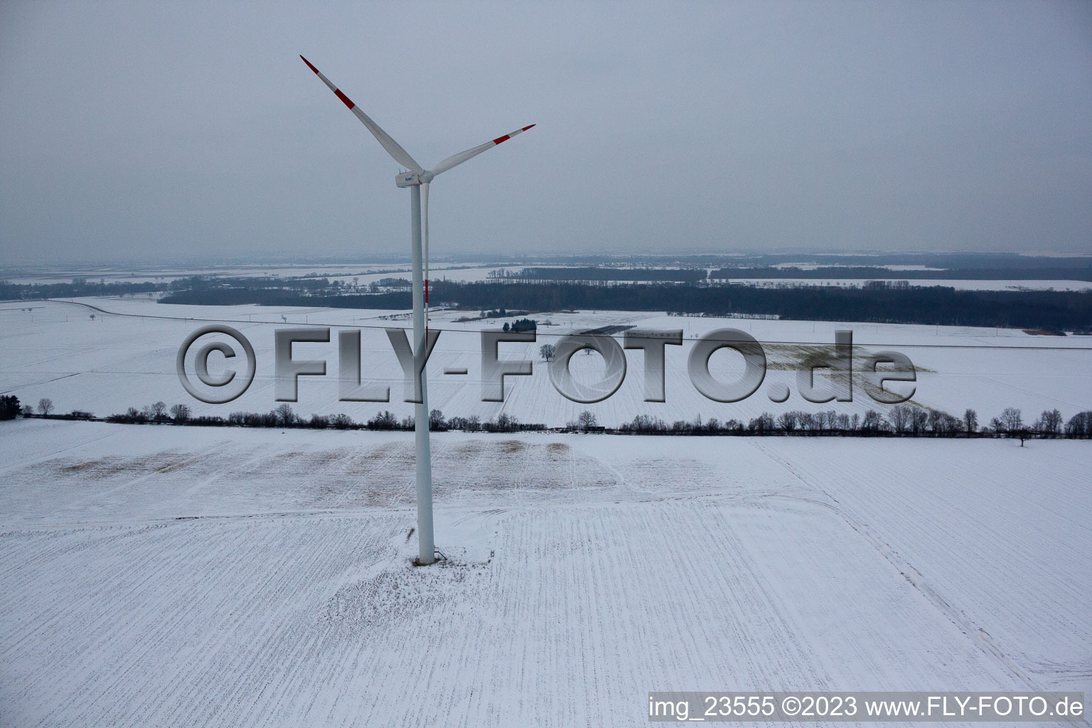 Drone image of Wind turbines in Minfeld in the state Rhineland-Palatinate, Germany