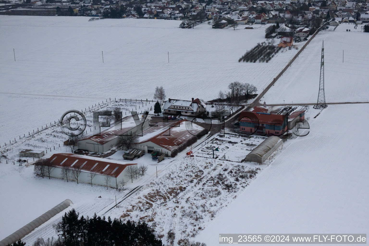 Schoßberghof in Minfeld in the state Rhineland-Palatinate, Germany out of the air