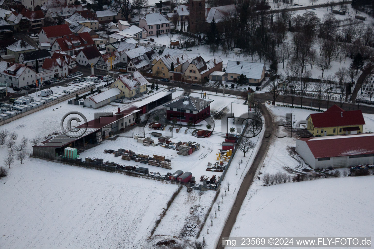 Minfeld in the state Rhineland-Palatinate, Germany from a drone