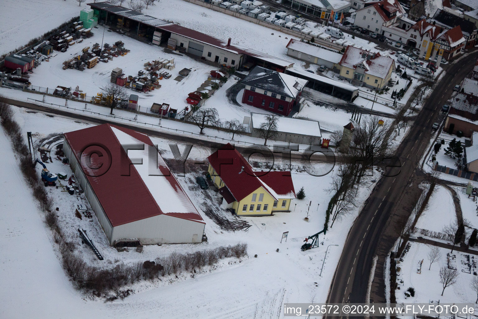 Aerial photograpy of Minfeld in the state Rhineland-Palatinate, Germany