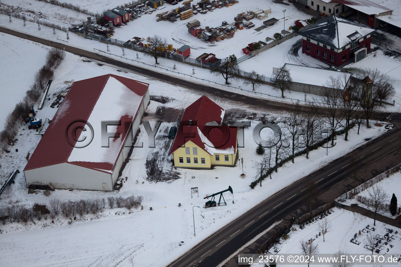 Minfeld in the state Rhineland-Palatinate, Germany seen from above