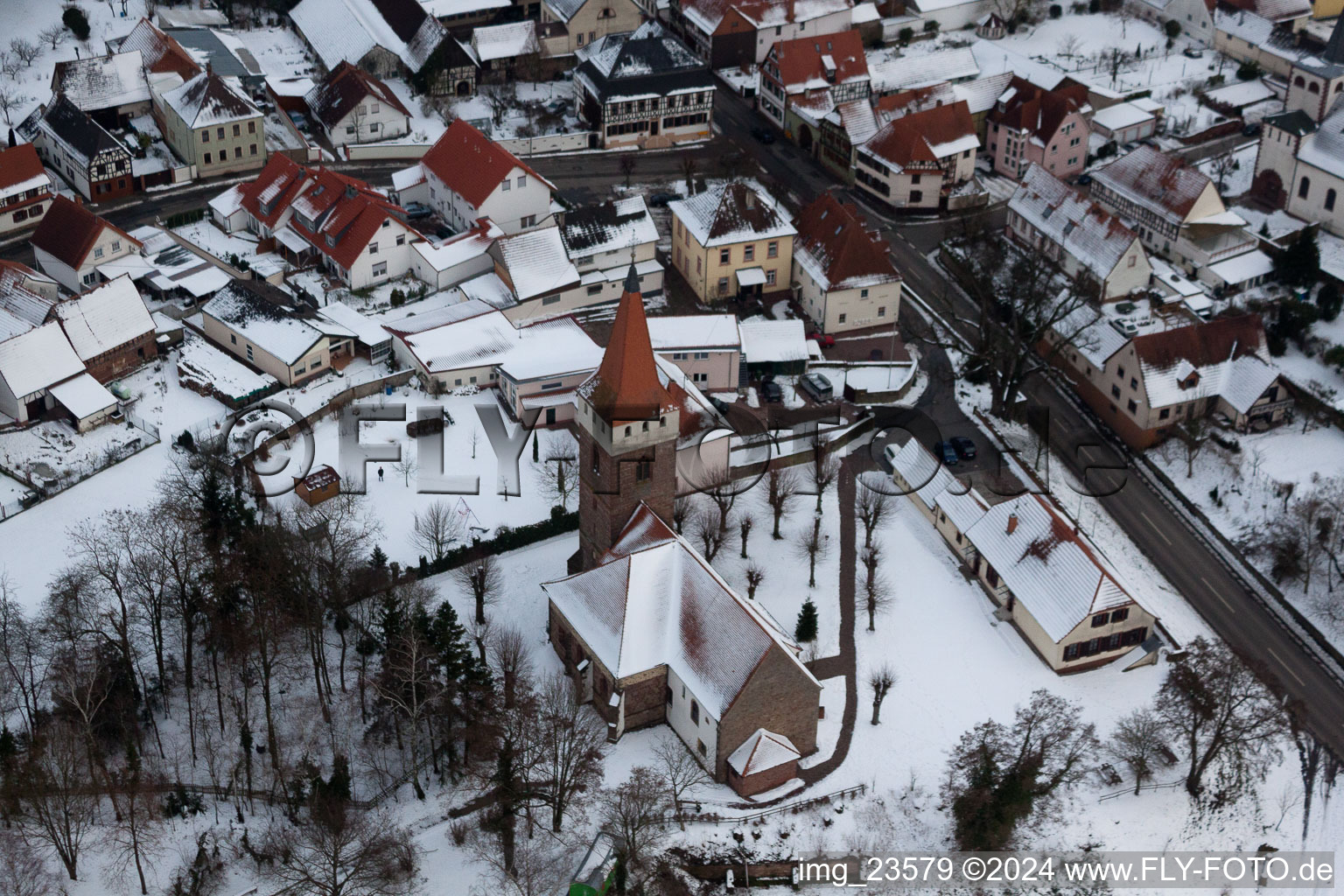 Minfeld in the state Rhineland-Palatinate, Germany viewn from the air