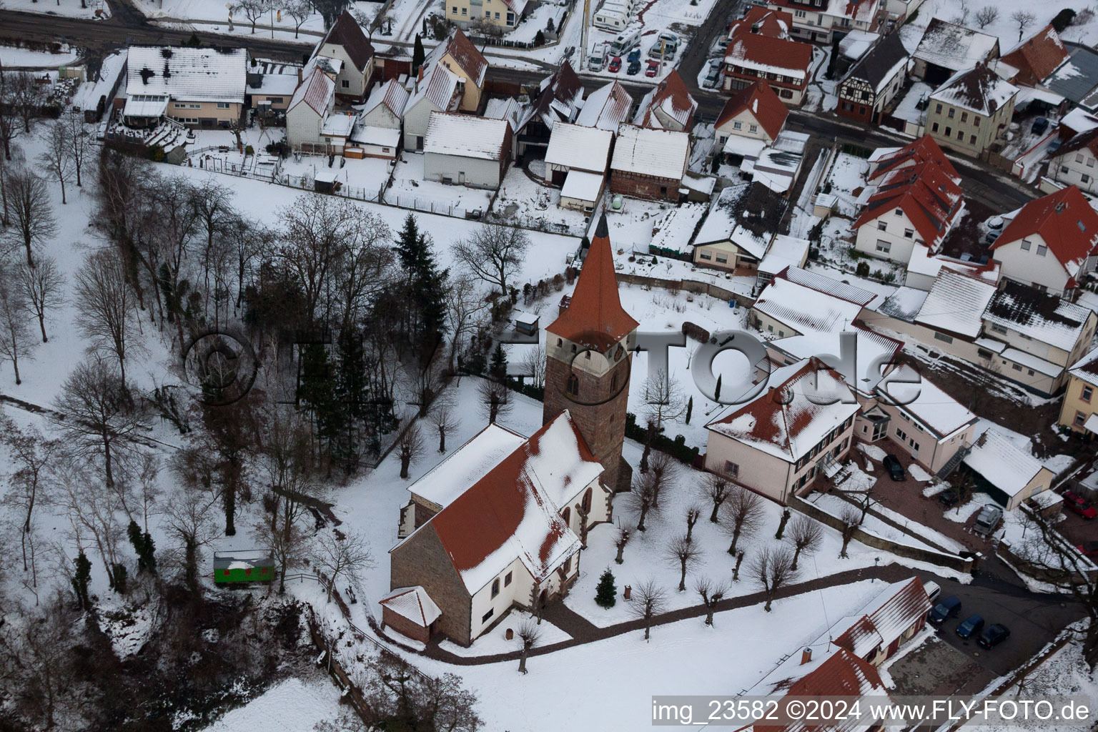 Minfeld in the state Rhineland-Palatinate, Germany from the drone perspective