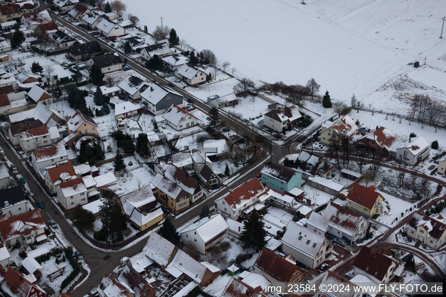 Minfeld in the state Rhineland-Palatinate, Germany seen from a drone