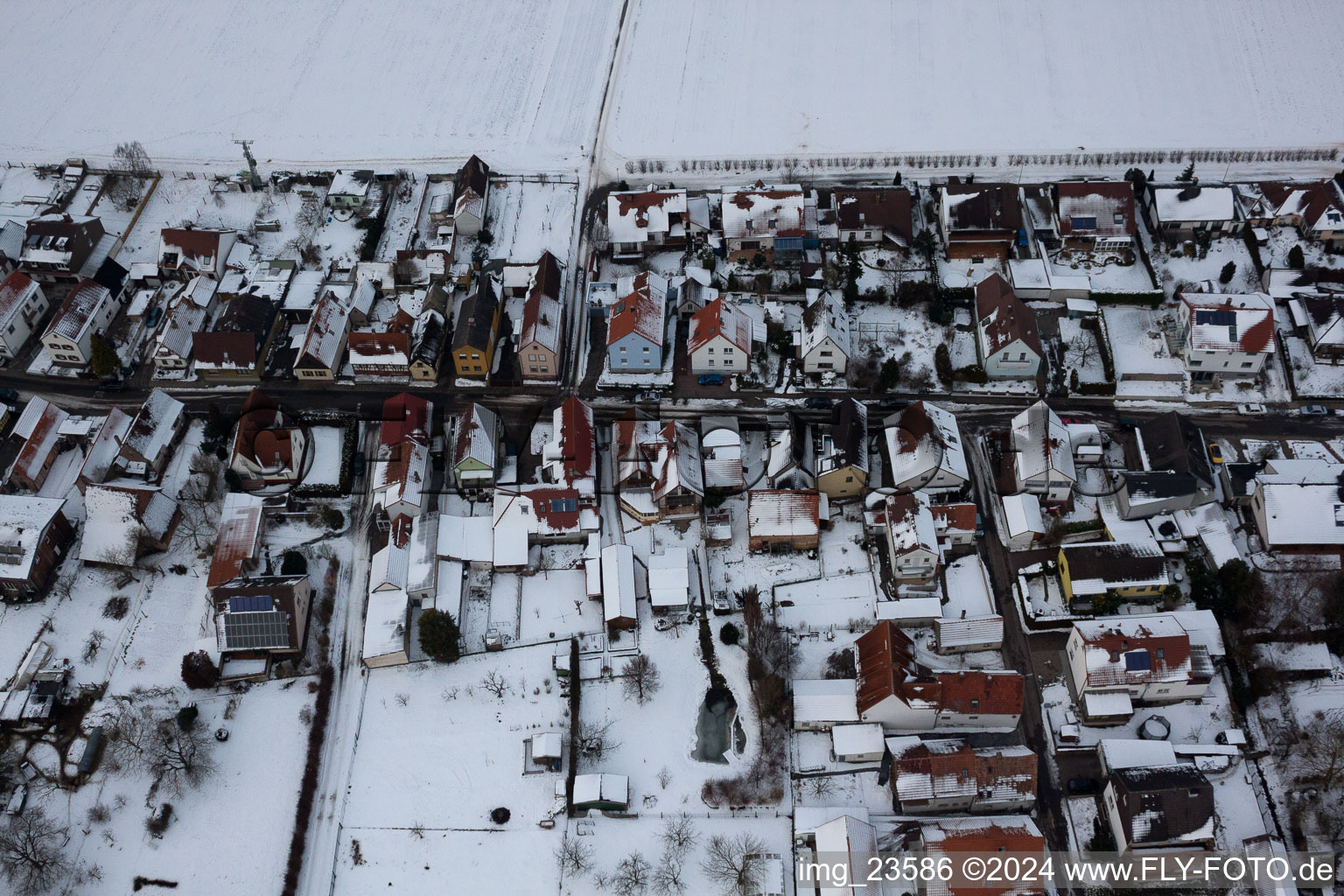 Freckenfeld in the state Rhineland-Palatinate, Germany seen from a drone