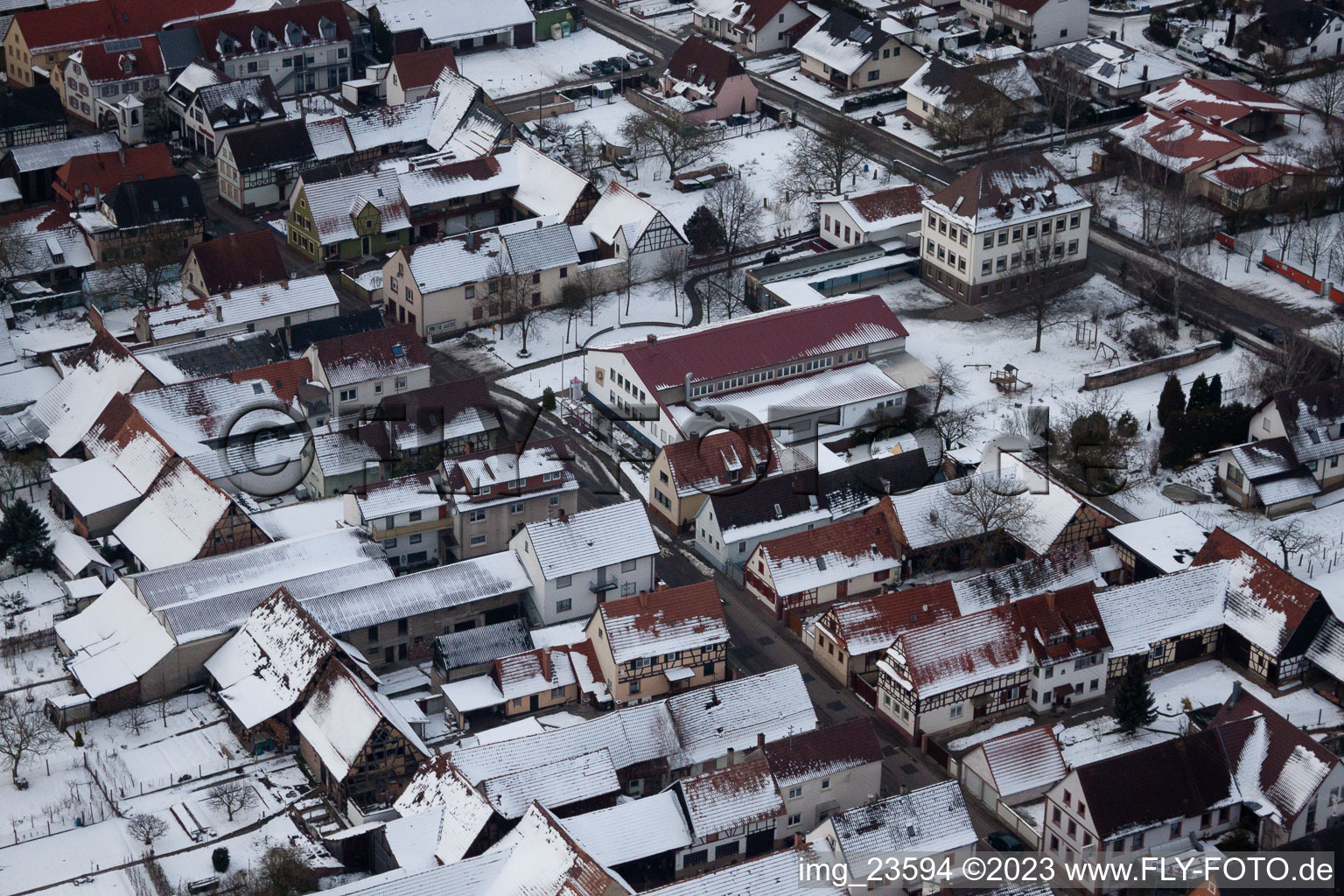 Bird's eye view of Freckenfeld in the state Rhineland-Palatinate, Germany