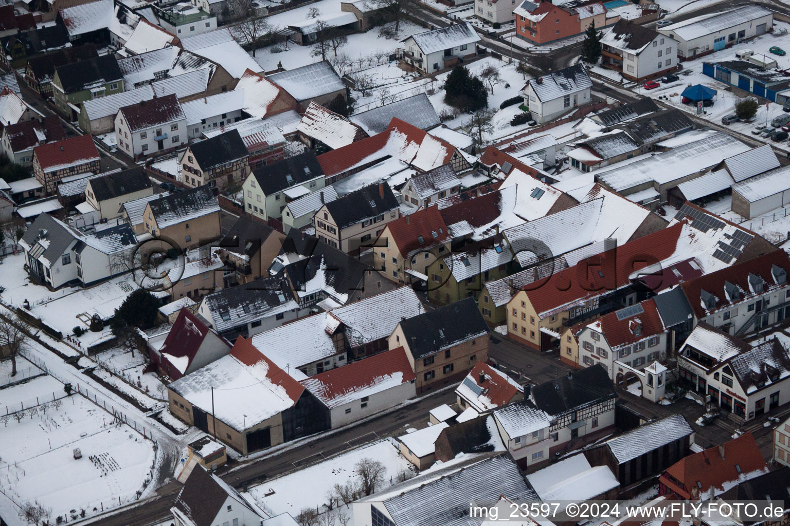 Drone image of Freckenfeld in the state Rhineland-Palatinate, Germany