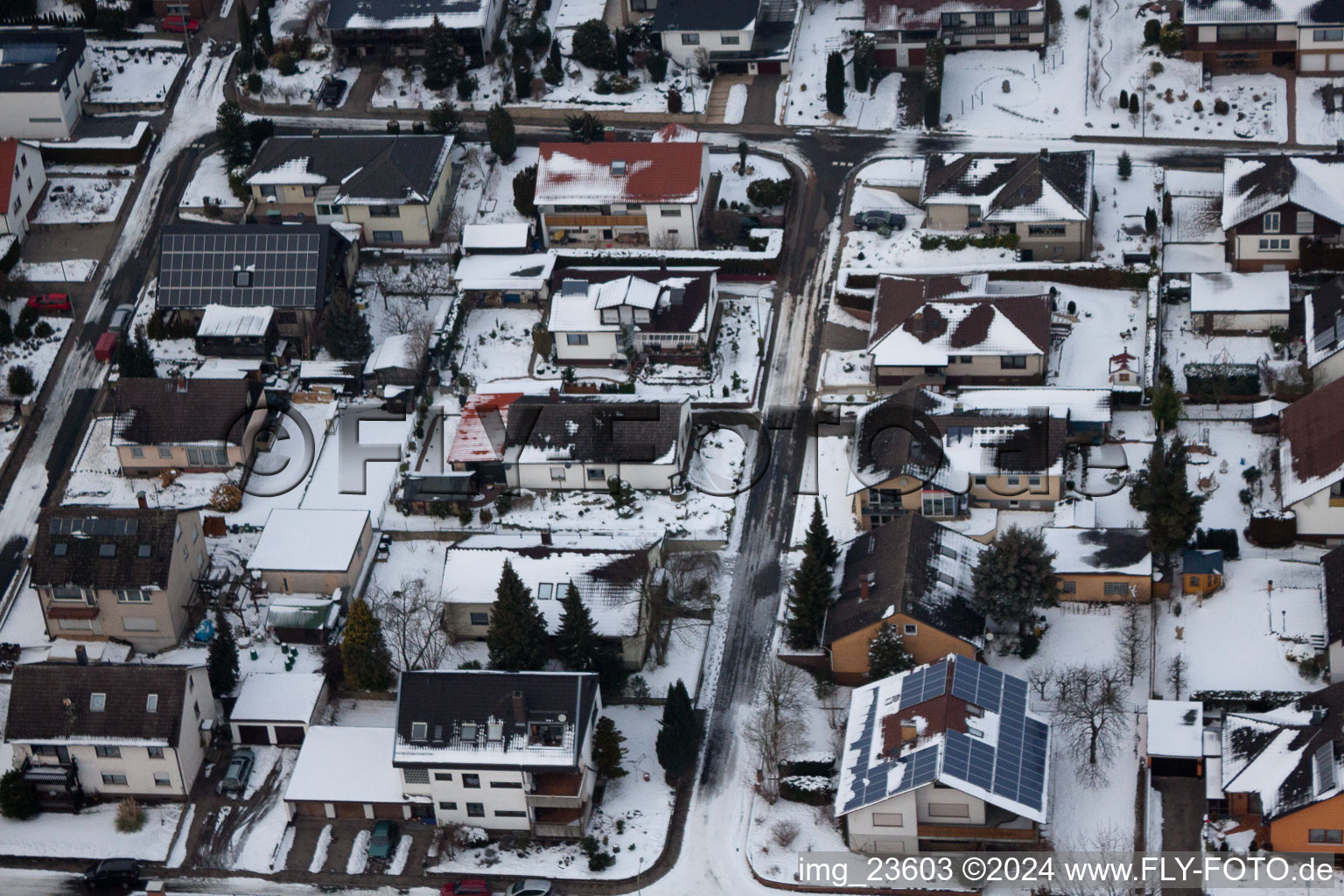 Oblique view of Freckenfeld in the state Rhineland-Palatinate, Germany