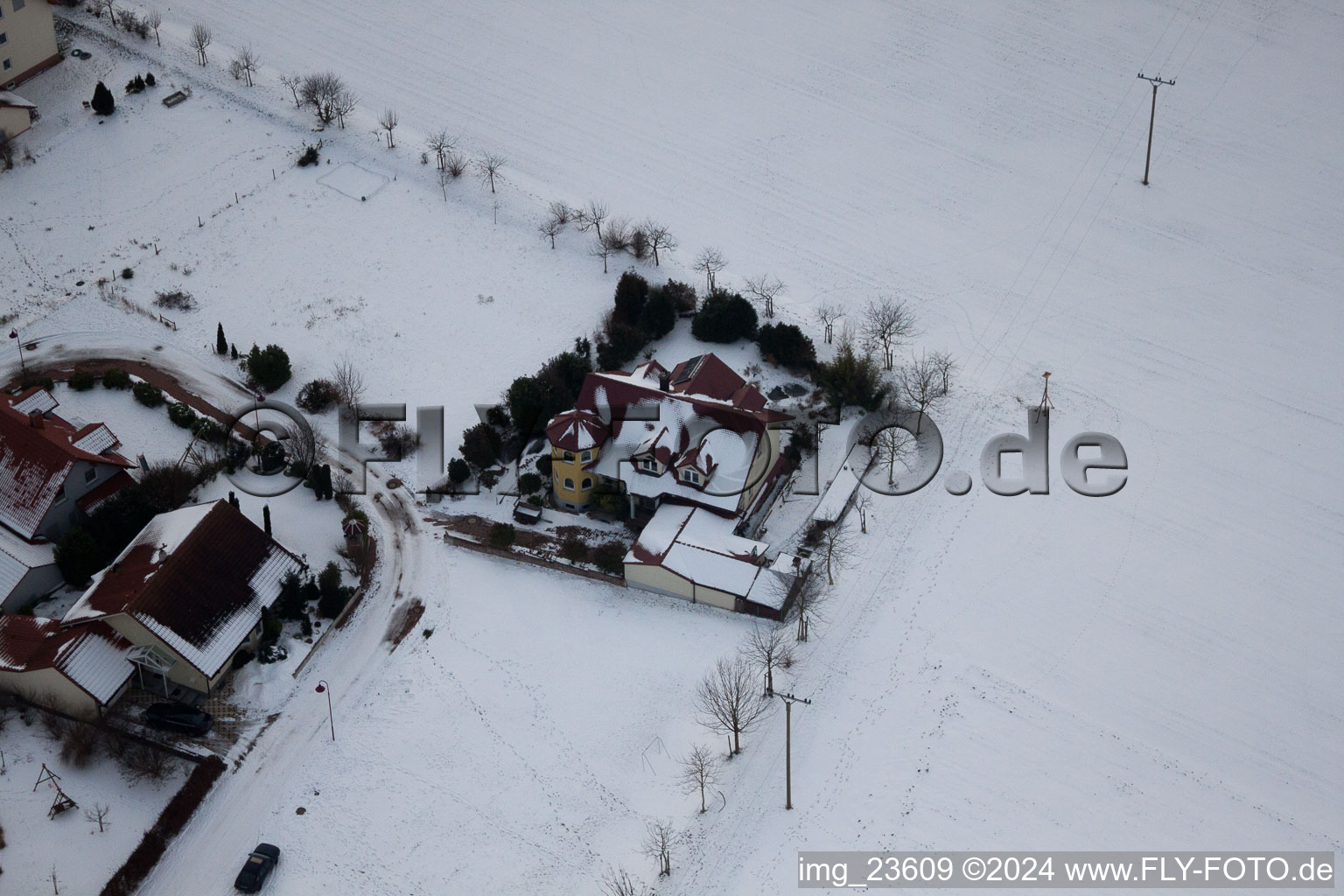 Freckenfeld in the state Rhineland-Palatinate, Germany from the plane