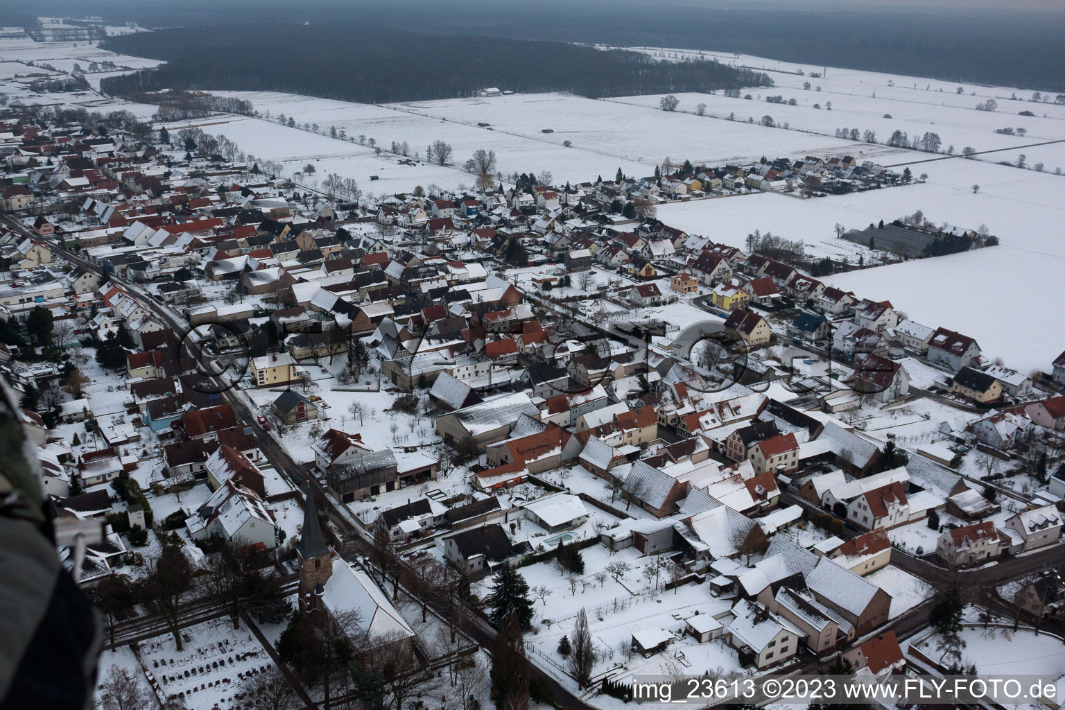 Drone image of Freckenfeld in the state Rhineland-Palatinate, Germany