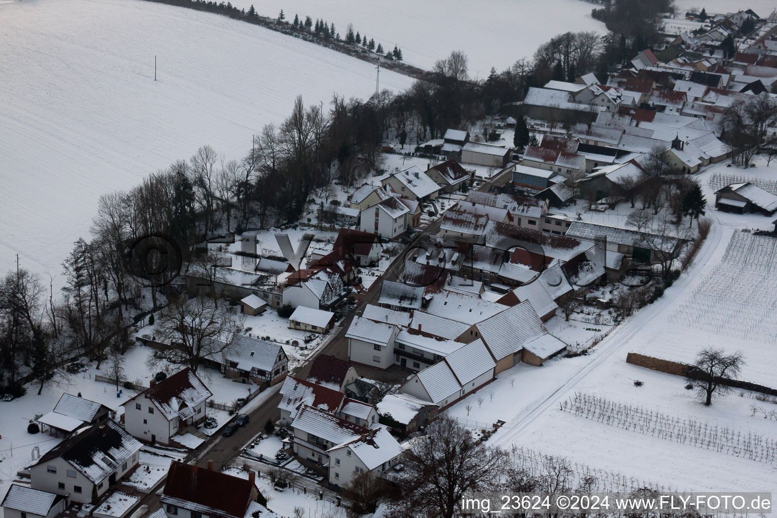 Oblique view of Vollmersweiler in the state Rhineland-Palatinate, Germany