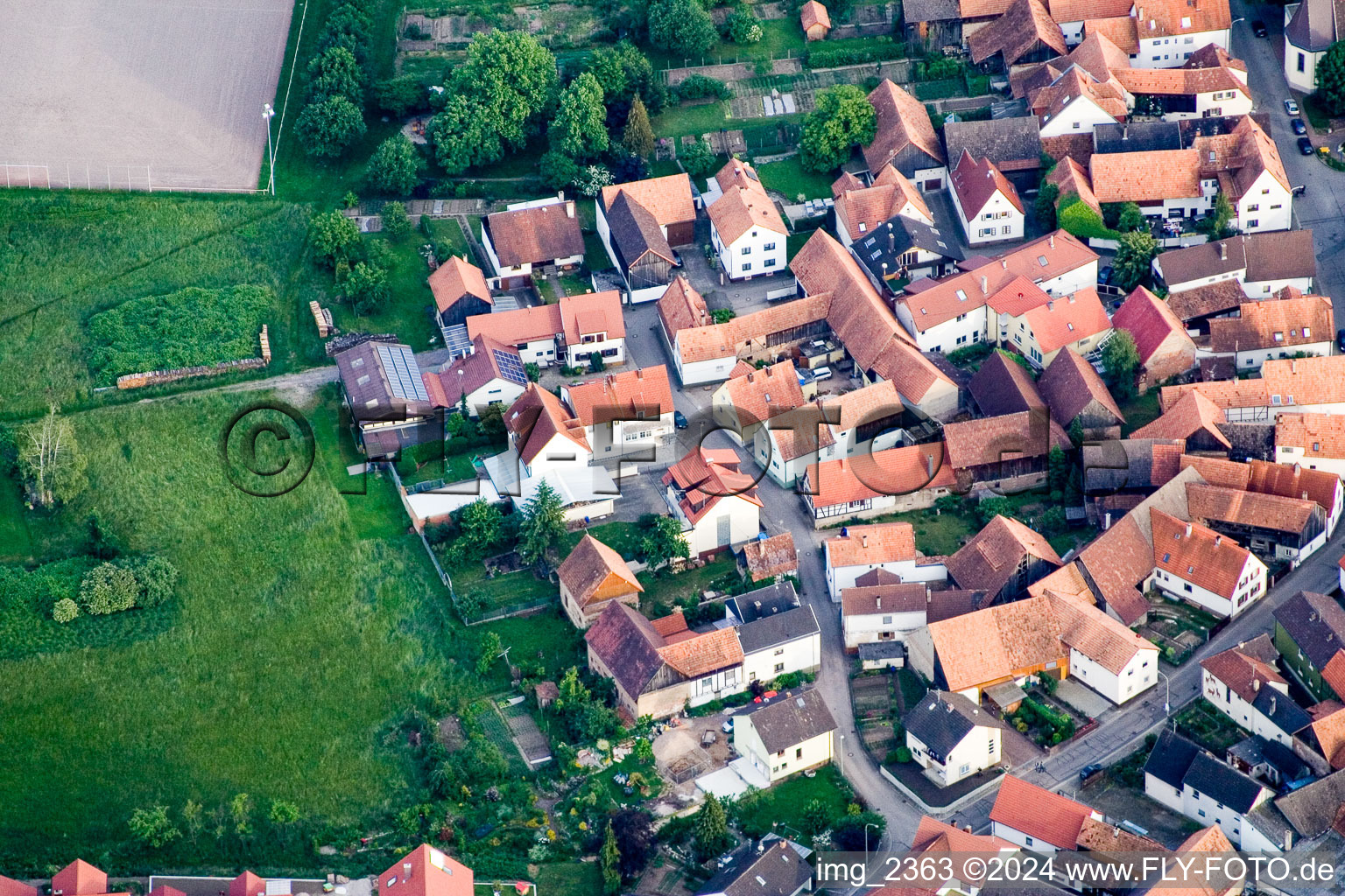 Aerial photograpy of District Büchelberg in Wörth am Rhein in the state Rhineland-Palatinate, Germany