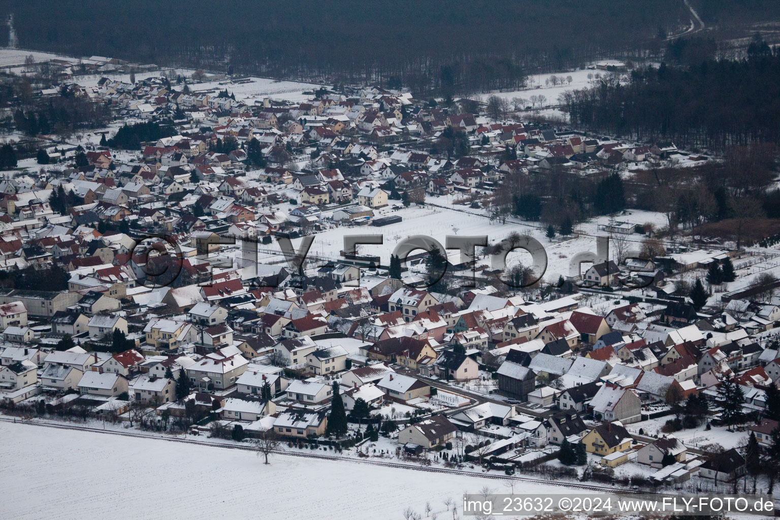 District Schaidt in Wörth am Rhein in the state Rhineland-Palatinate, Germany seen from above