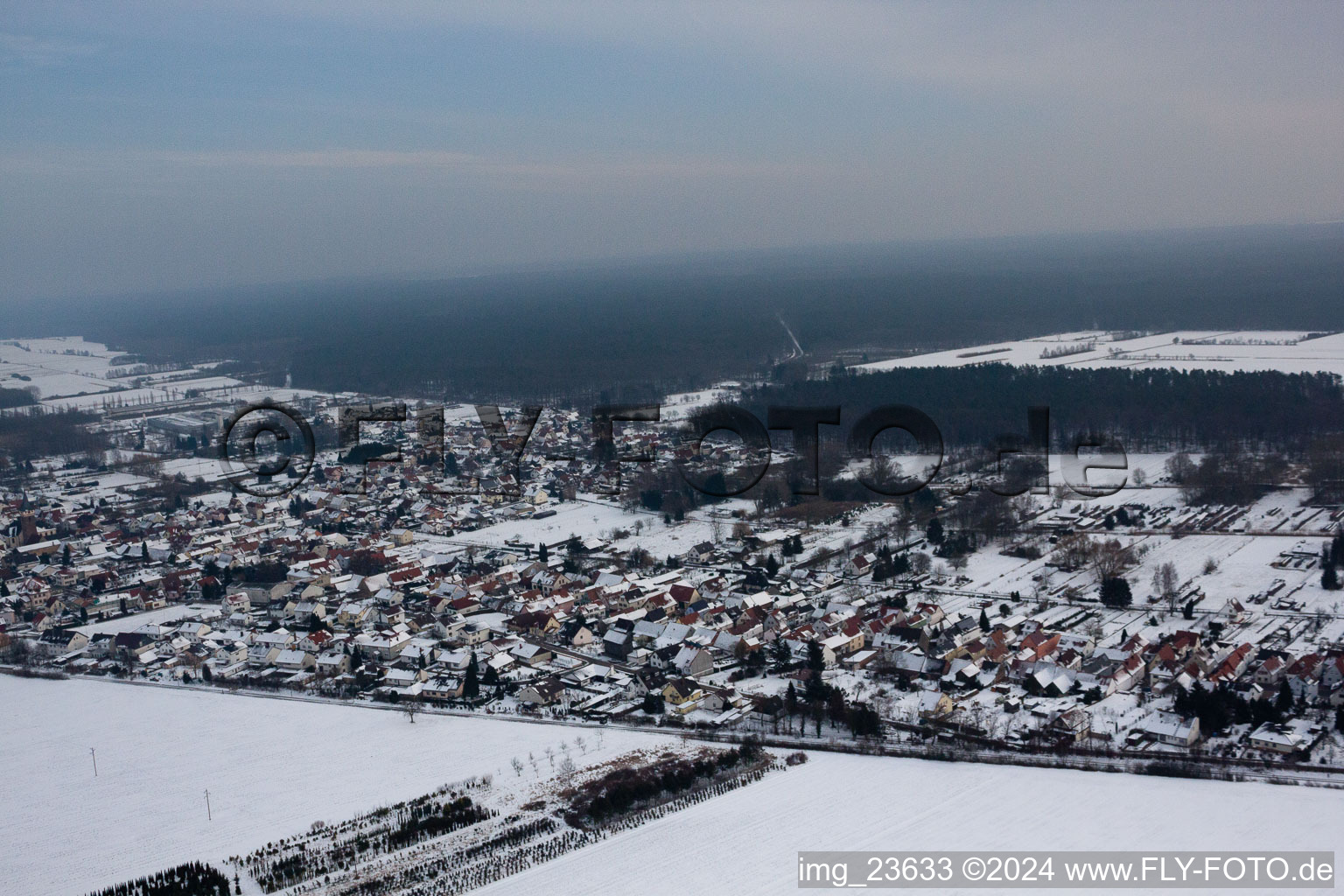 District Schaidt in Wörth am Rhein in the state Rhineland-Palatinate, Germany from the plane