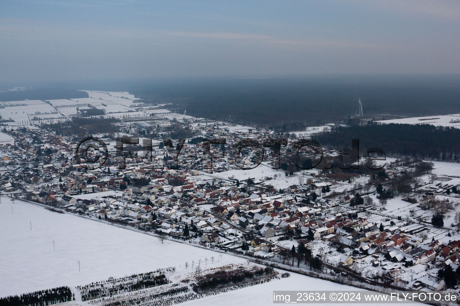 Bird's eye view of District Schaidt in Wörth am Rhein in the state Rhineland-Palatinate, Germany