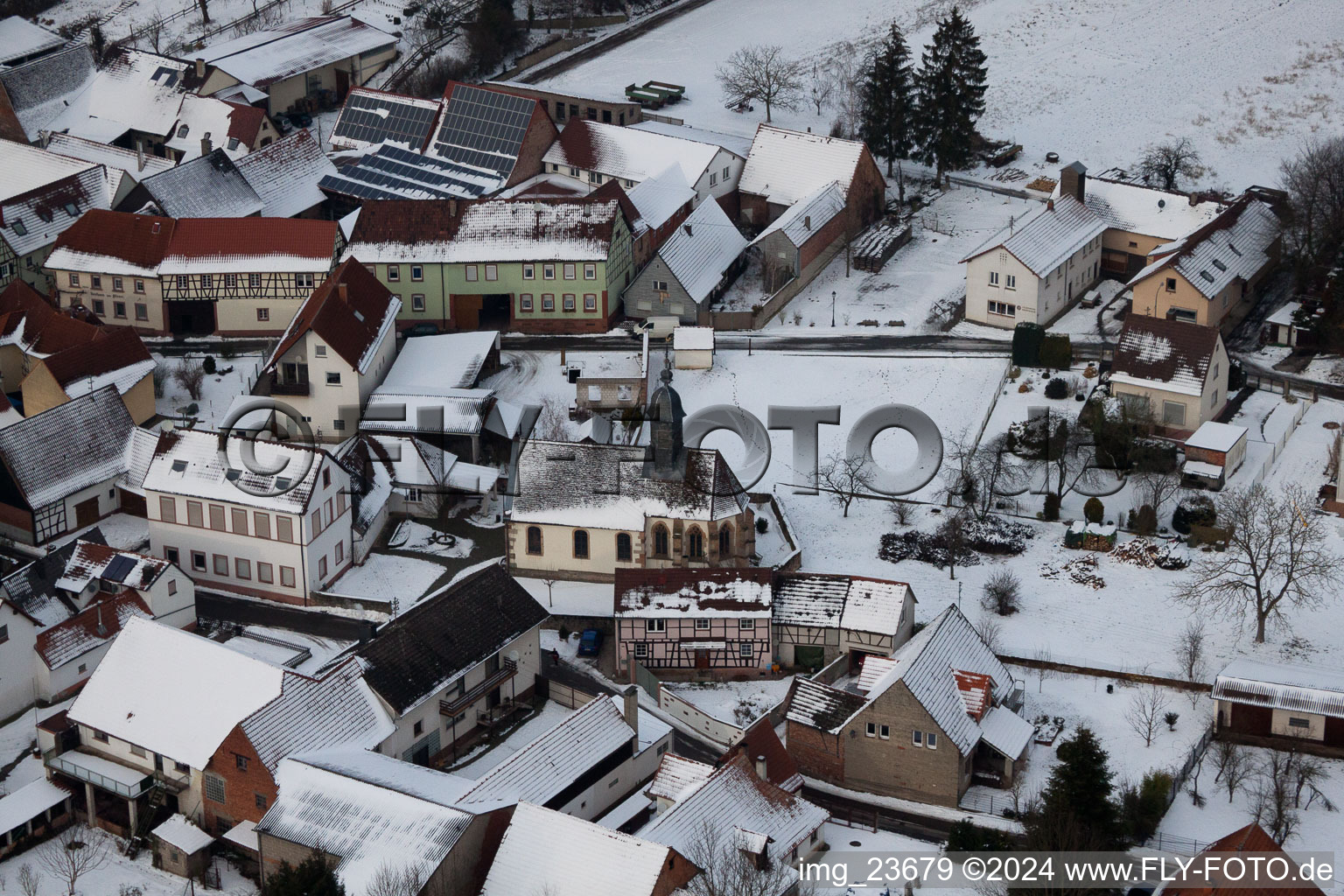 Aerial view of Dierbach in the state Rhineland-Palatinate, Germany