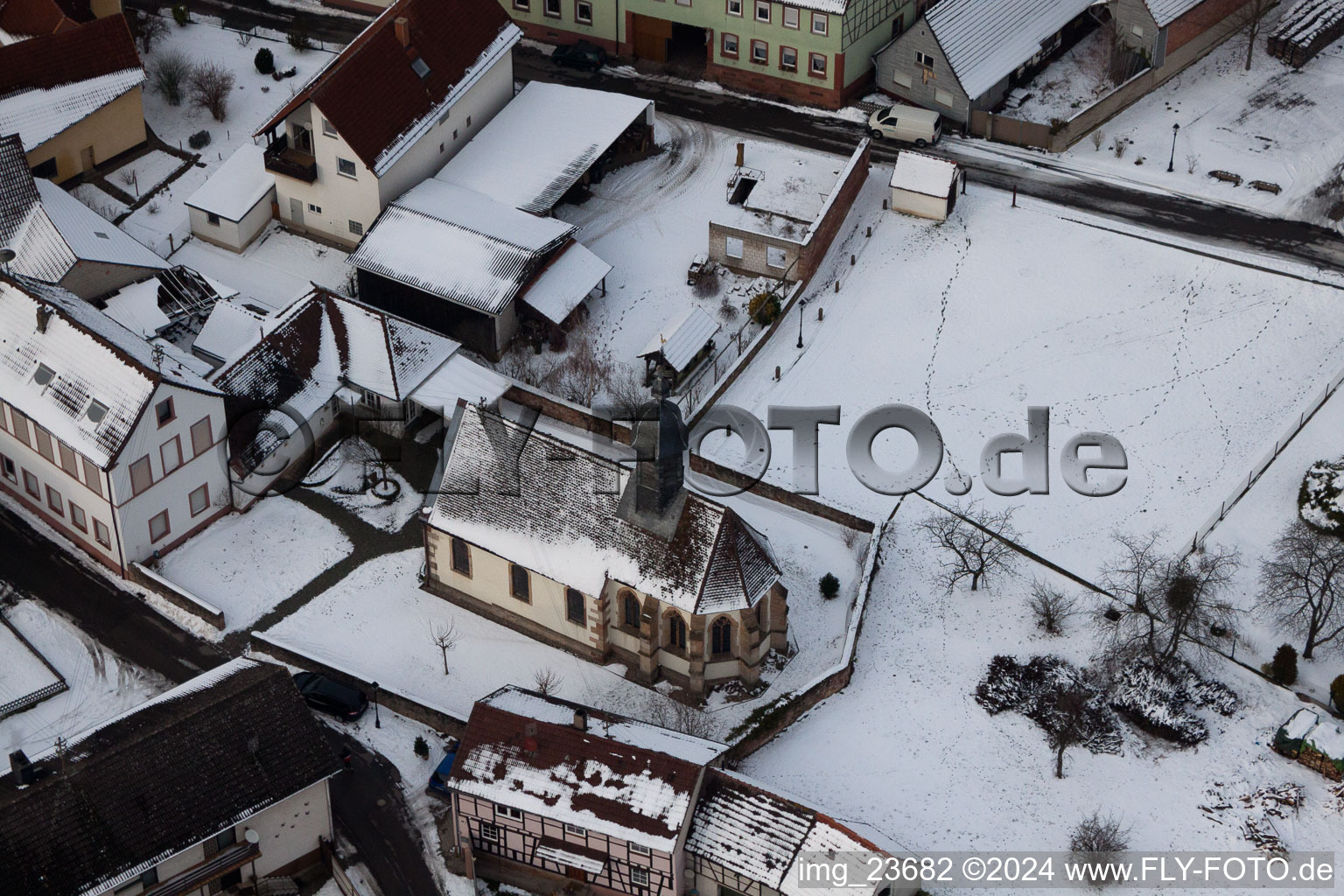 Oblique view of Dierbach in the state Rhineland-Palatinate, Germany