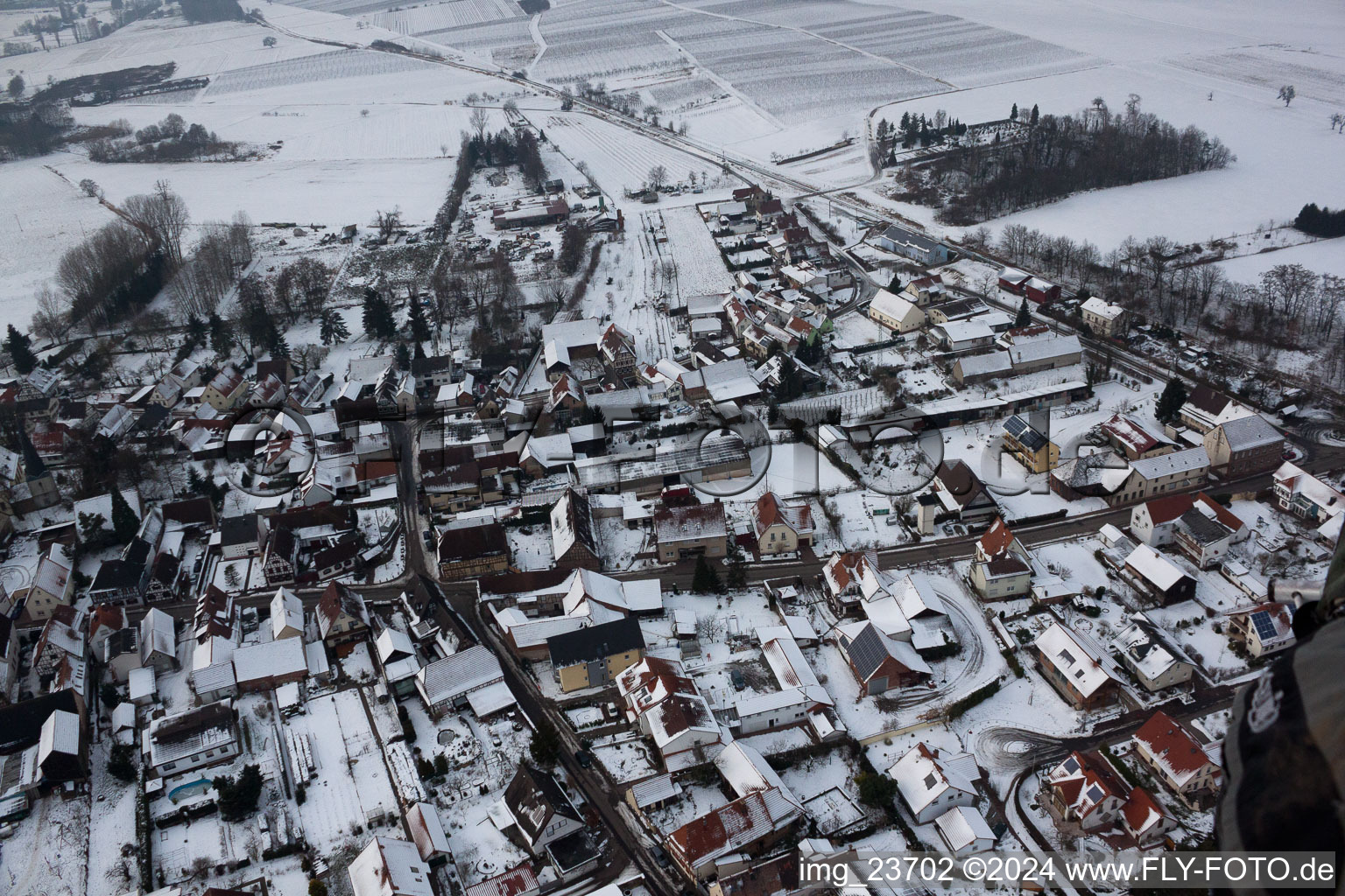 Oblique view of Barbelroth in the state Rhineland-Palatinate, Germany