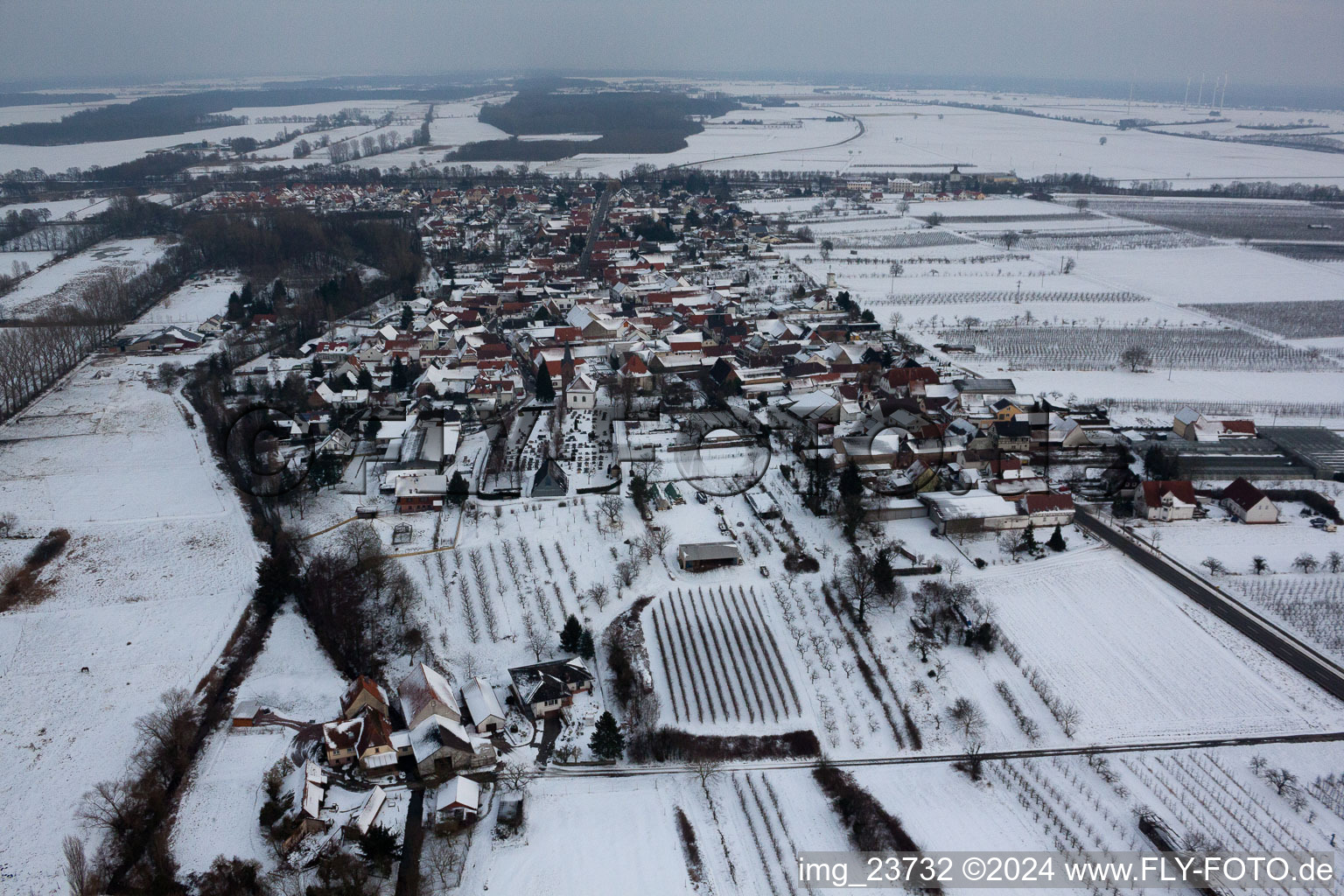 Winden in the state Rhineland-Palatinate, Germany from the plane